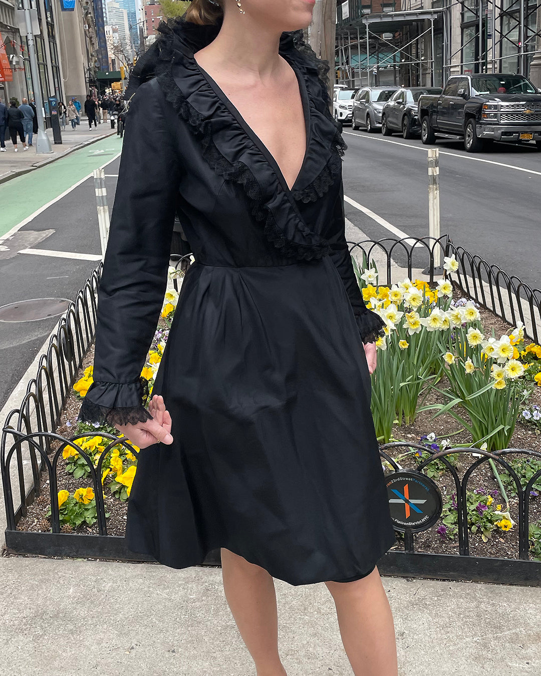 1960s Joseph Magnin Taffeta Wrap Dress | XS-S