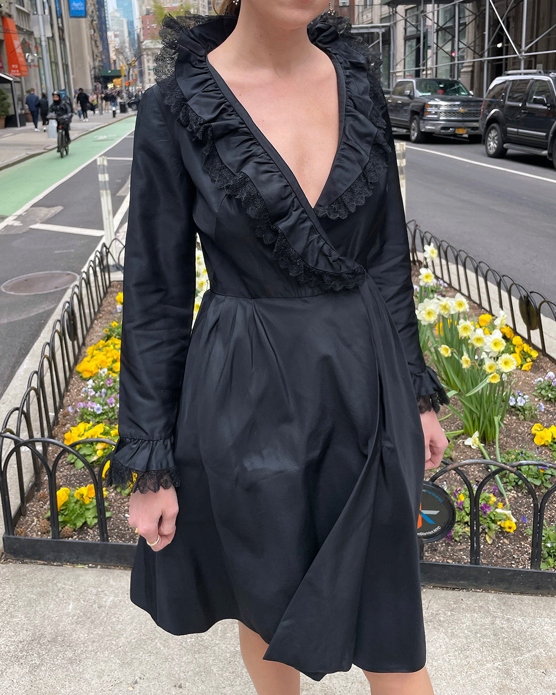 1960s Joseph Magnin Taffeta Wrap Dress | XS-S