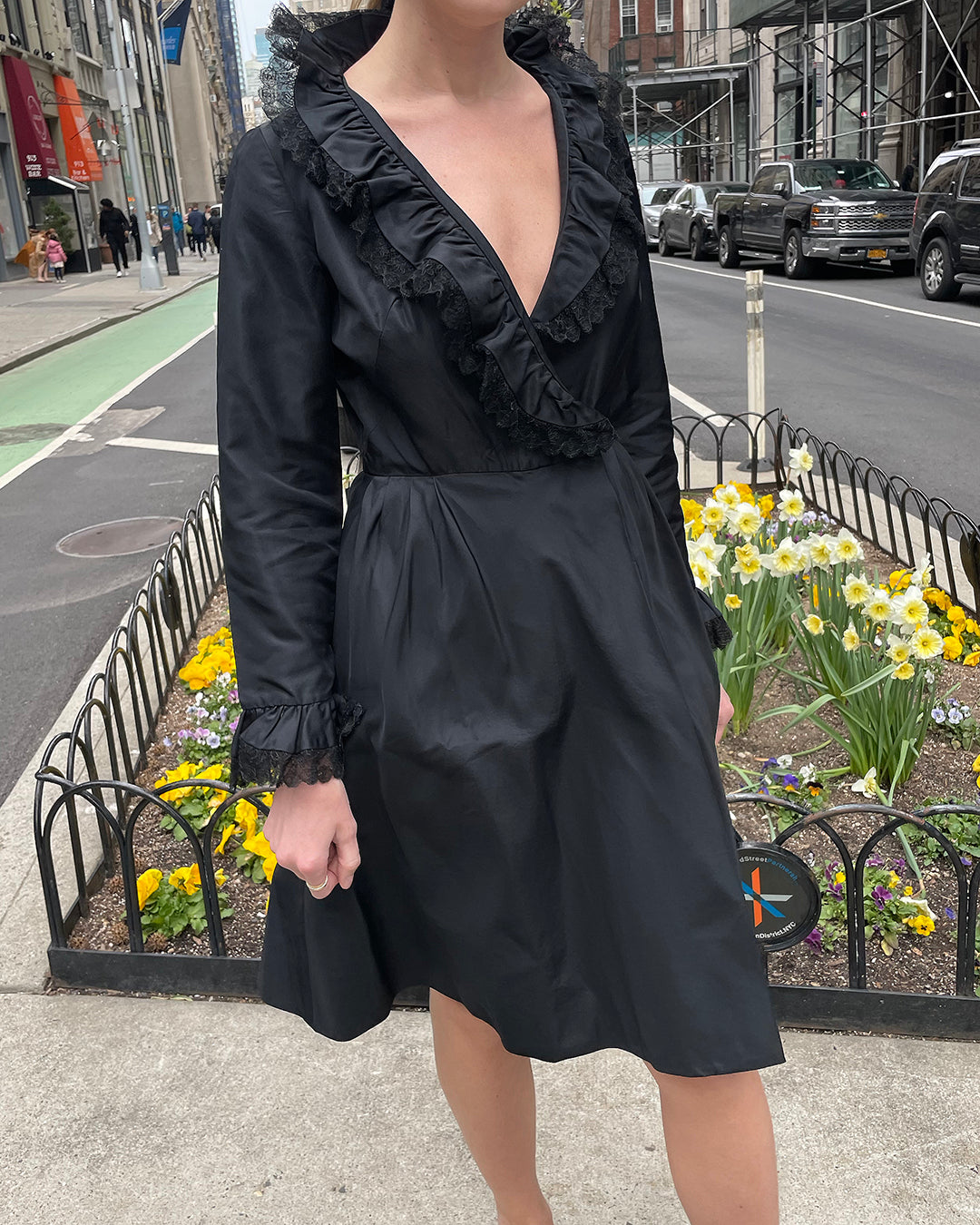 1960s Joseph Magnin Taffeta Wrap Dress | XS-S