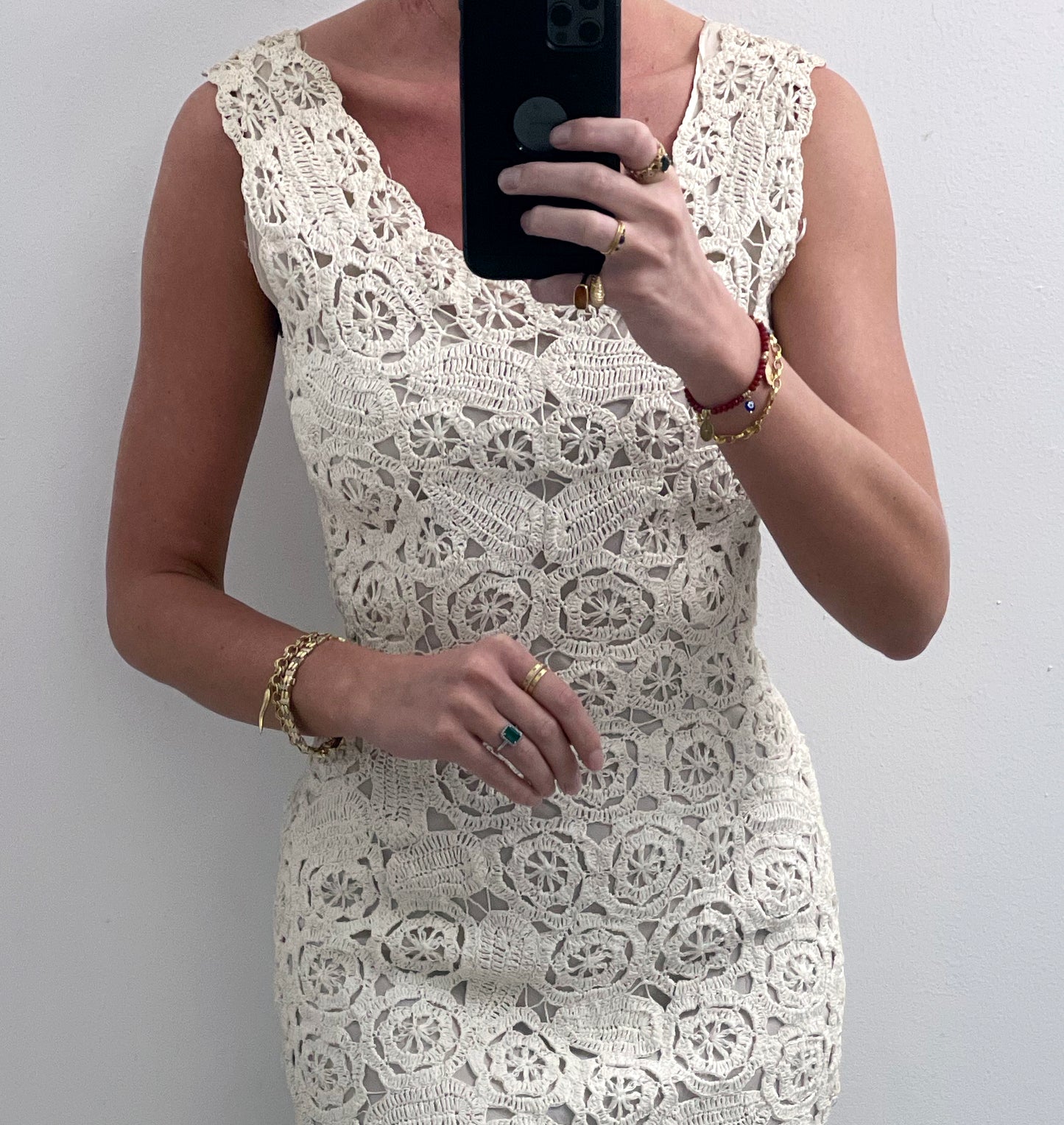 Vintage Italian Crochet Raffia Wiggle Dress