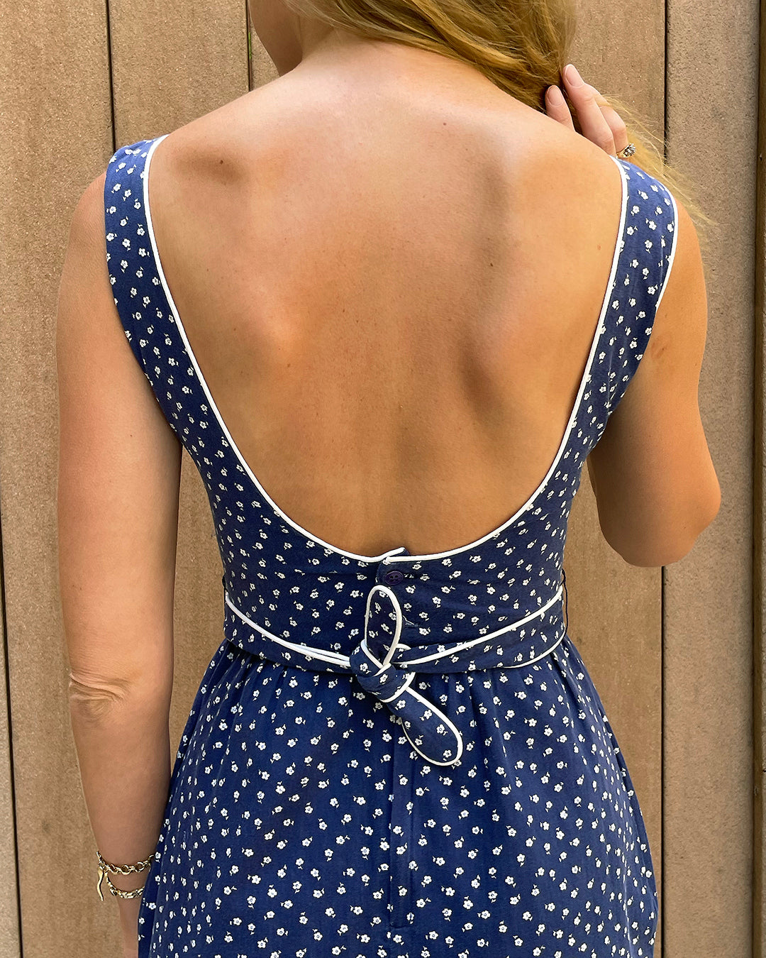 Vintage Calico Scoop Back Dress/Bolero Set