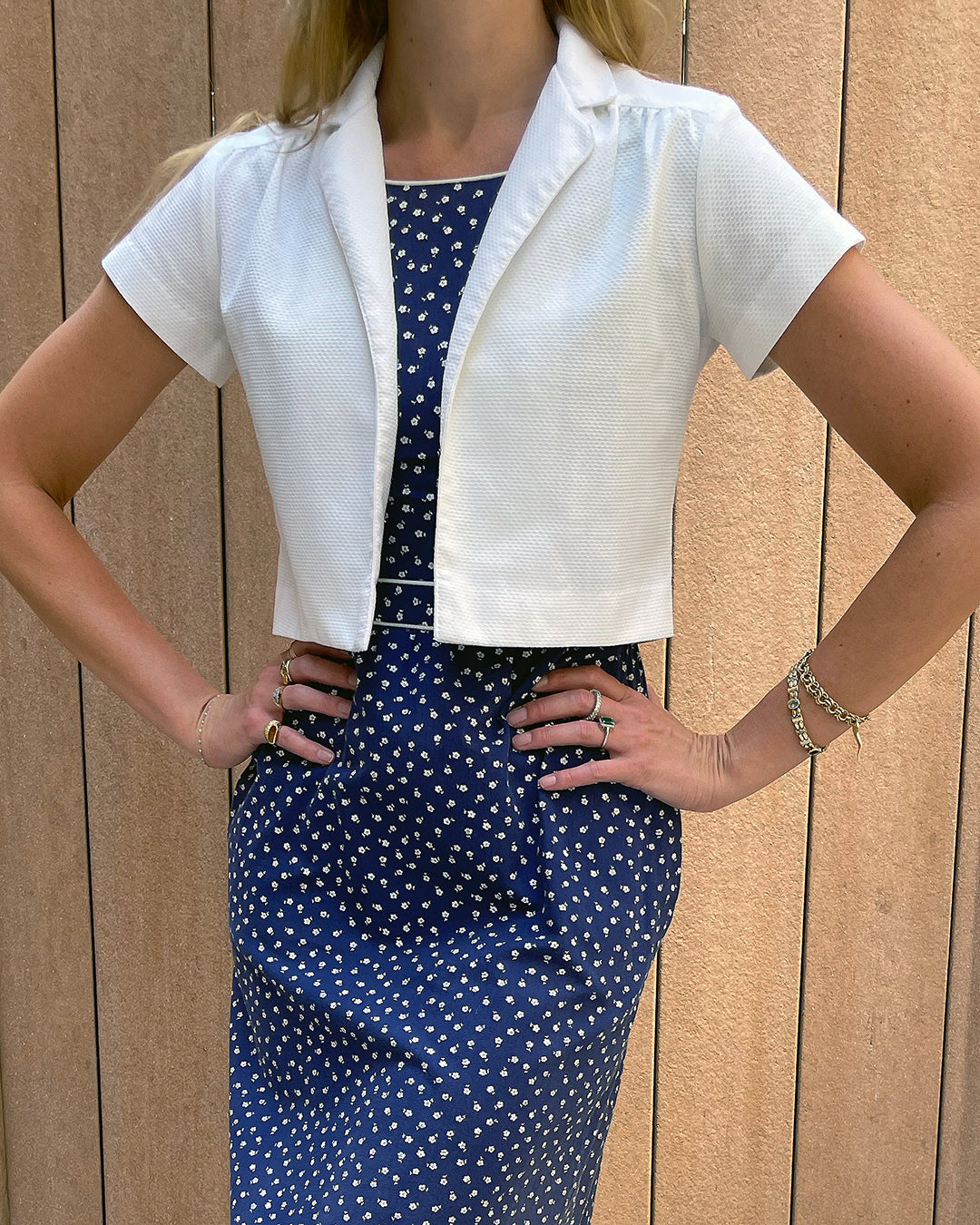 Vintage Calico Scoop Back Dress/Bolero Set