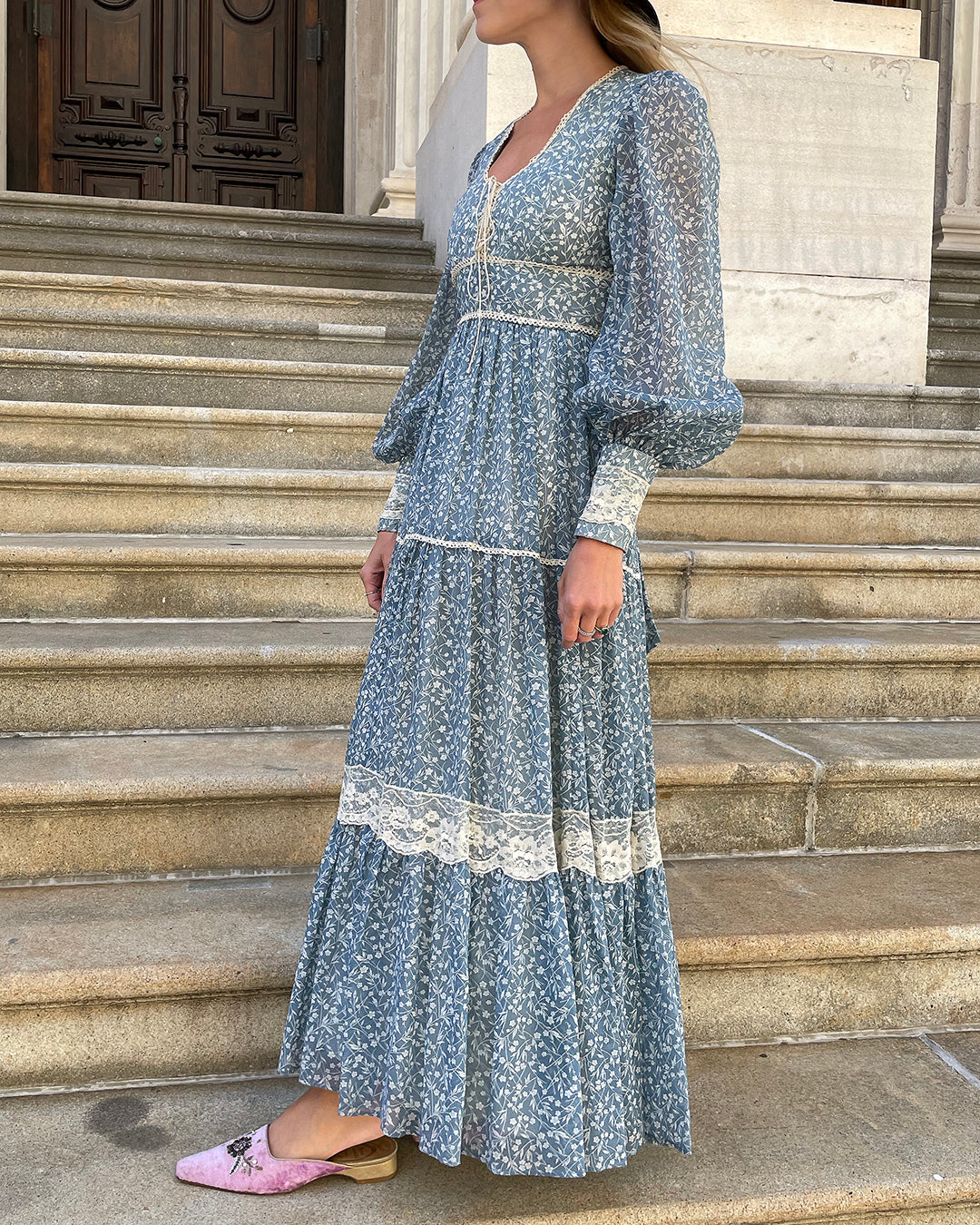 Rare 1970s Gunne Sax Long Sleeve Maxidress| XS-M