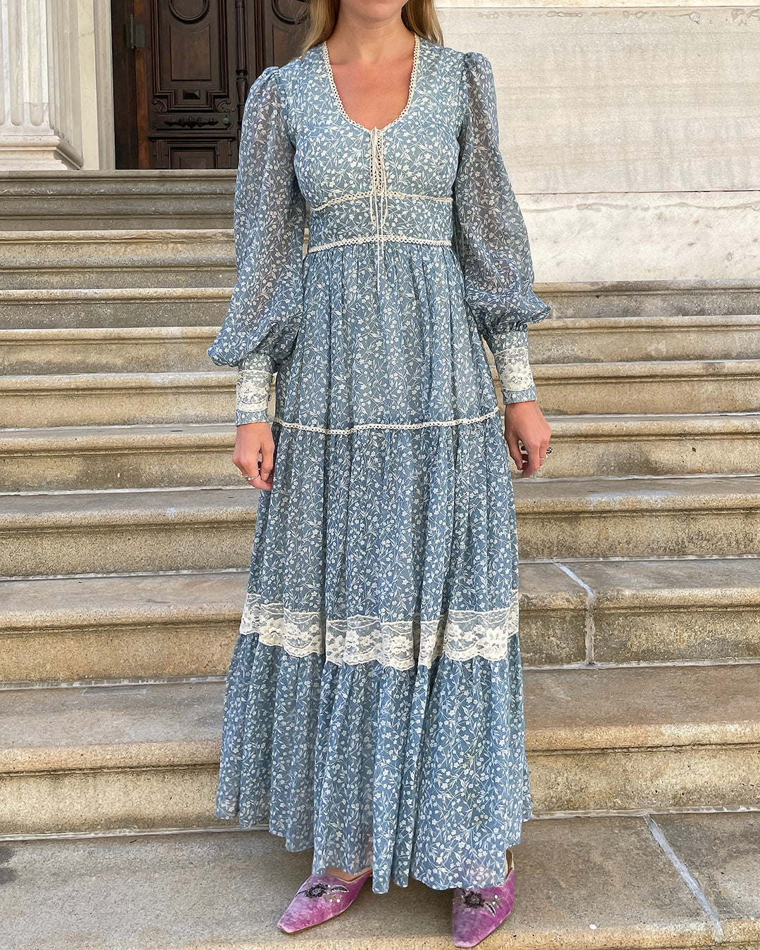 Rare 1970s Gunne Sax Long Sleeve Maxidress| XS-M