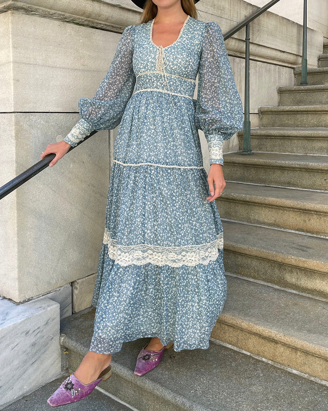 Rare 1970s Gunne Sax Long Sleeve Maxidress| XS-M