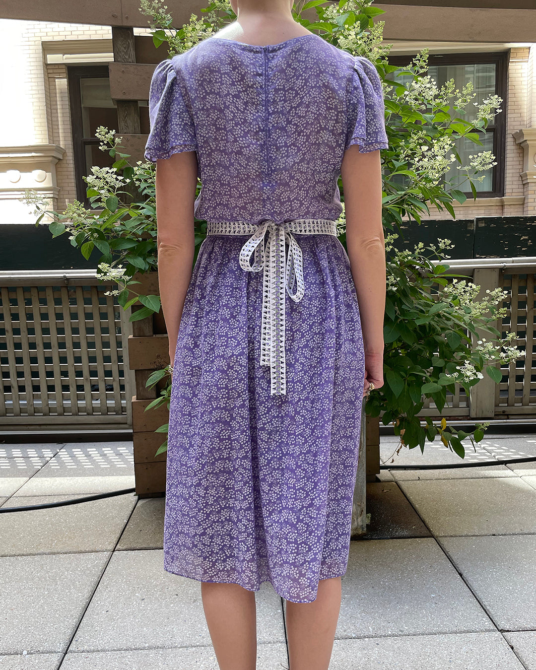 1970s Indian Lavender Floral Calico Dress