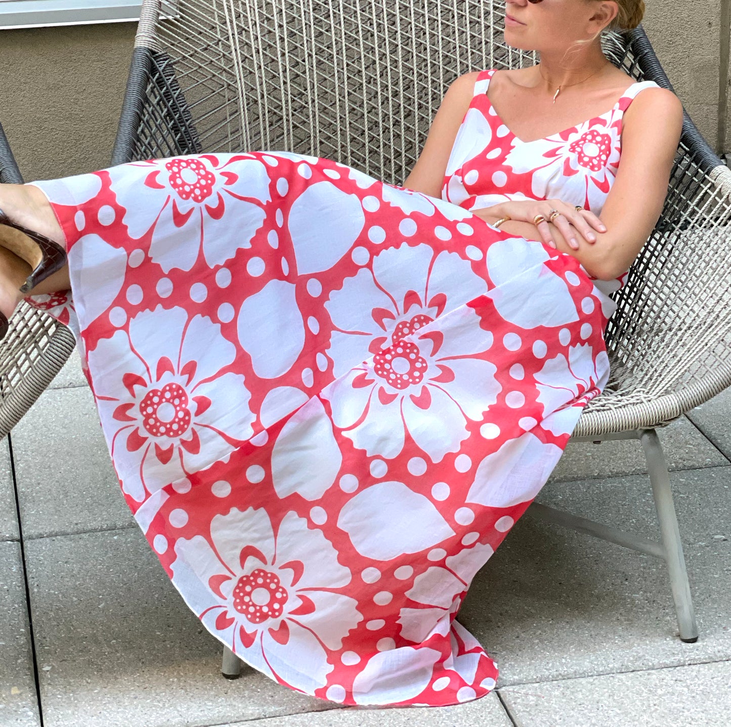 Vintage 1970s Graphic Floral Maxidress