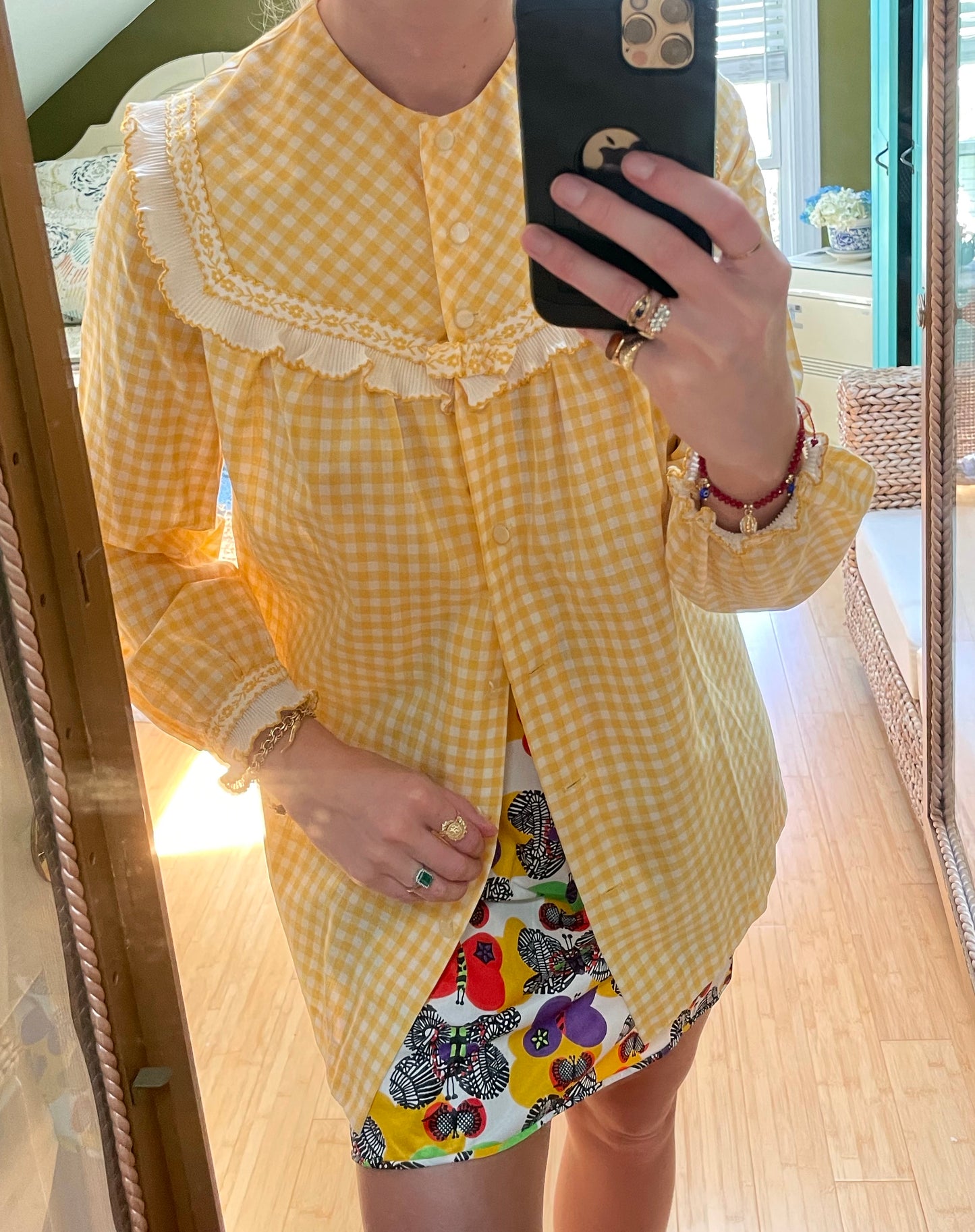 Vintage 1970s Ruffled Gingham Blouse