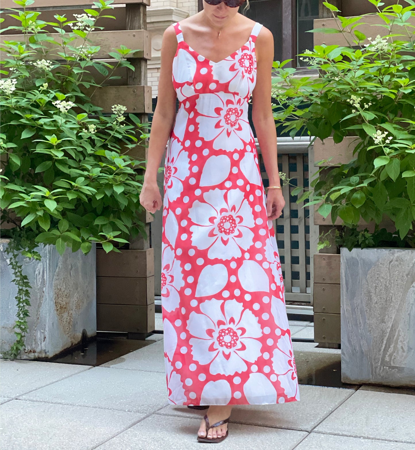Vintage 1970s Graphic Floral Maxidress