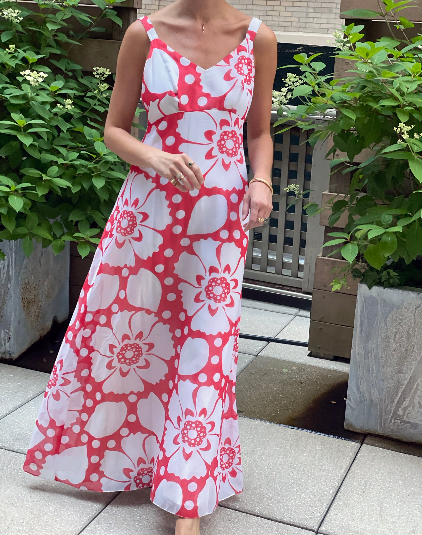 Vintage 1970s Graphic Floral Maxidress