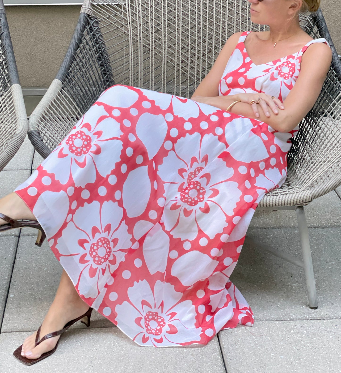 Vintage 1970s Graphic Floral Maxidress
