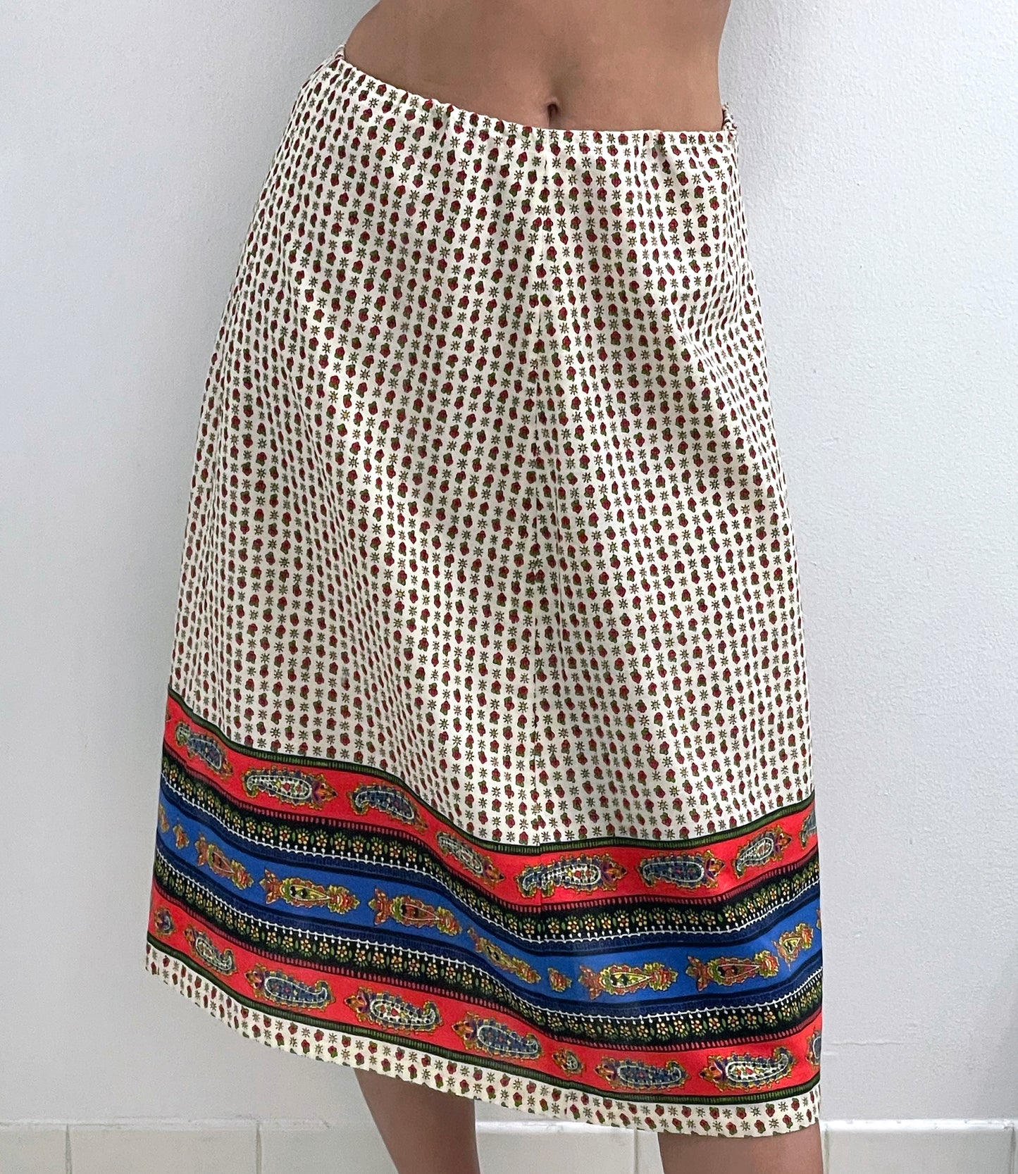 Vintage Tyrolean Folk Print Skirt
