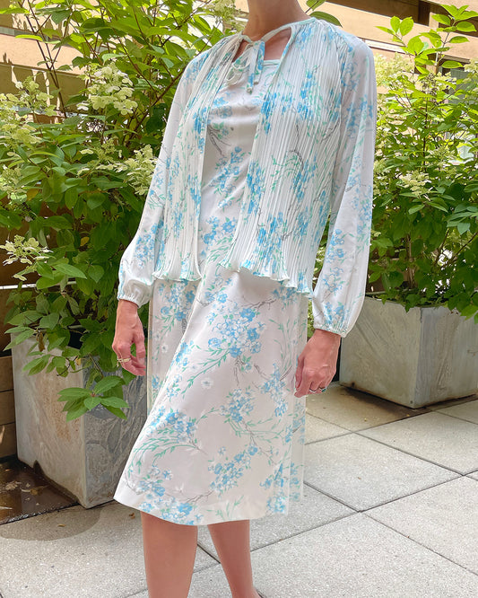 1970s Pleated Cardigan And Dress Set