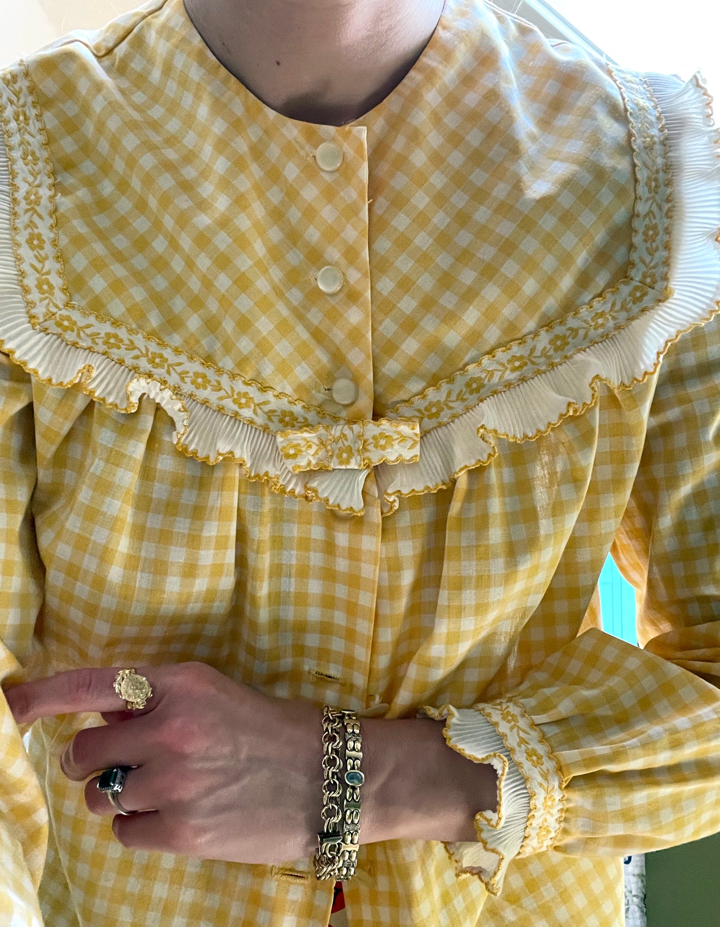 Vintage 1970s Ruffled Gingham Blouse