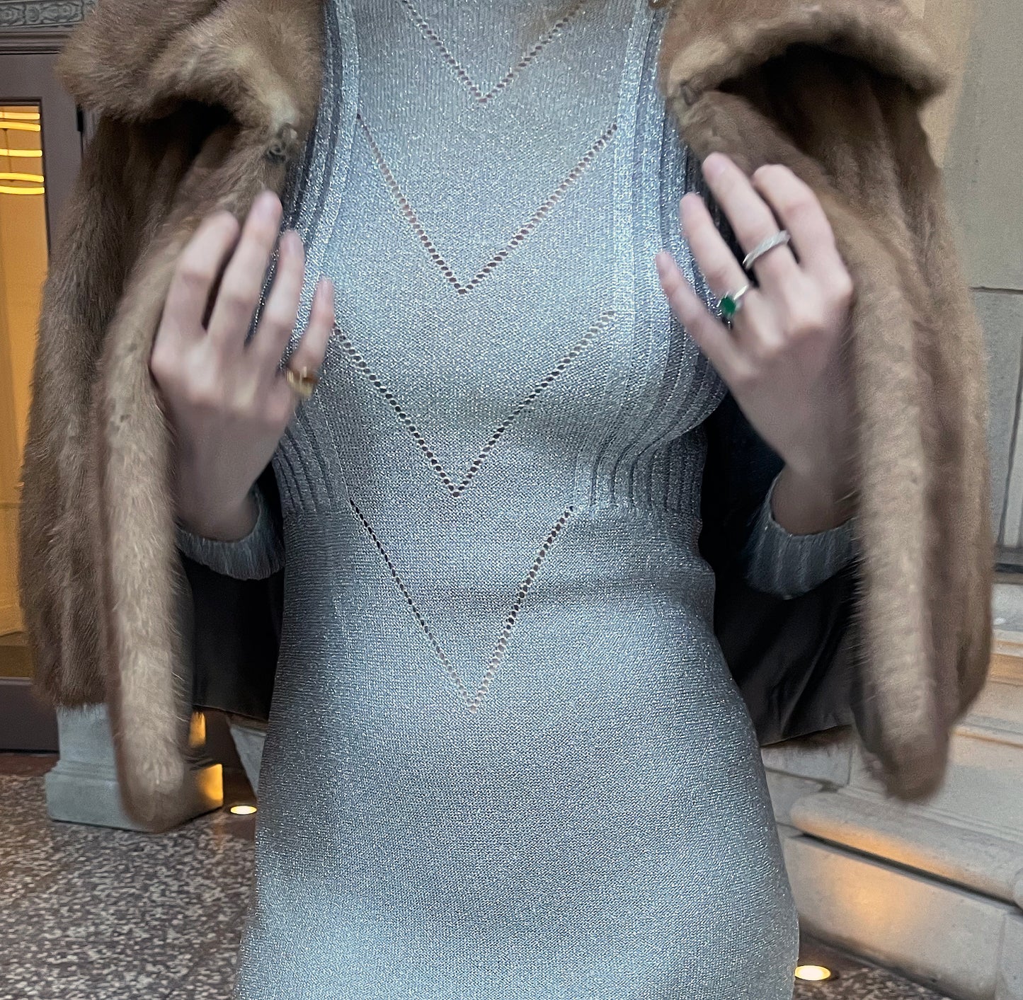 Vintage 1970s Metallic Knit Dress