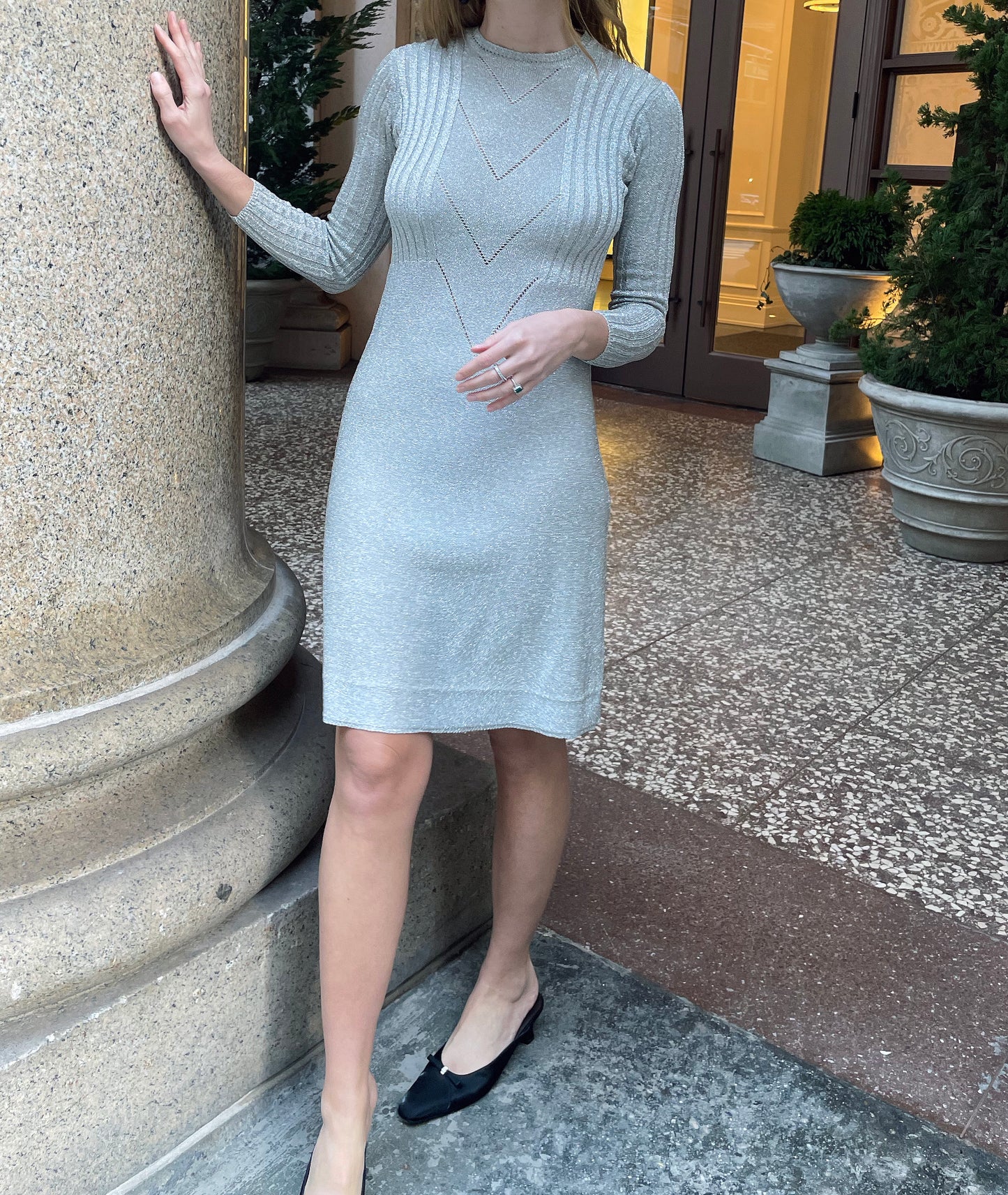 Vintage 1970s Metallic Knit Dress