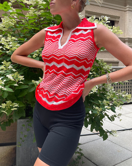 1970s Sleeveless Knit Polo
