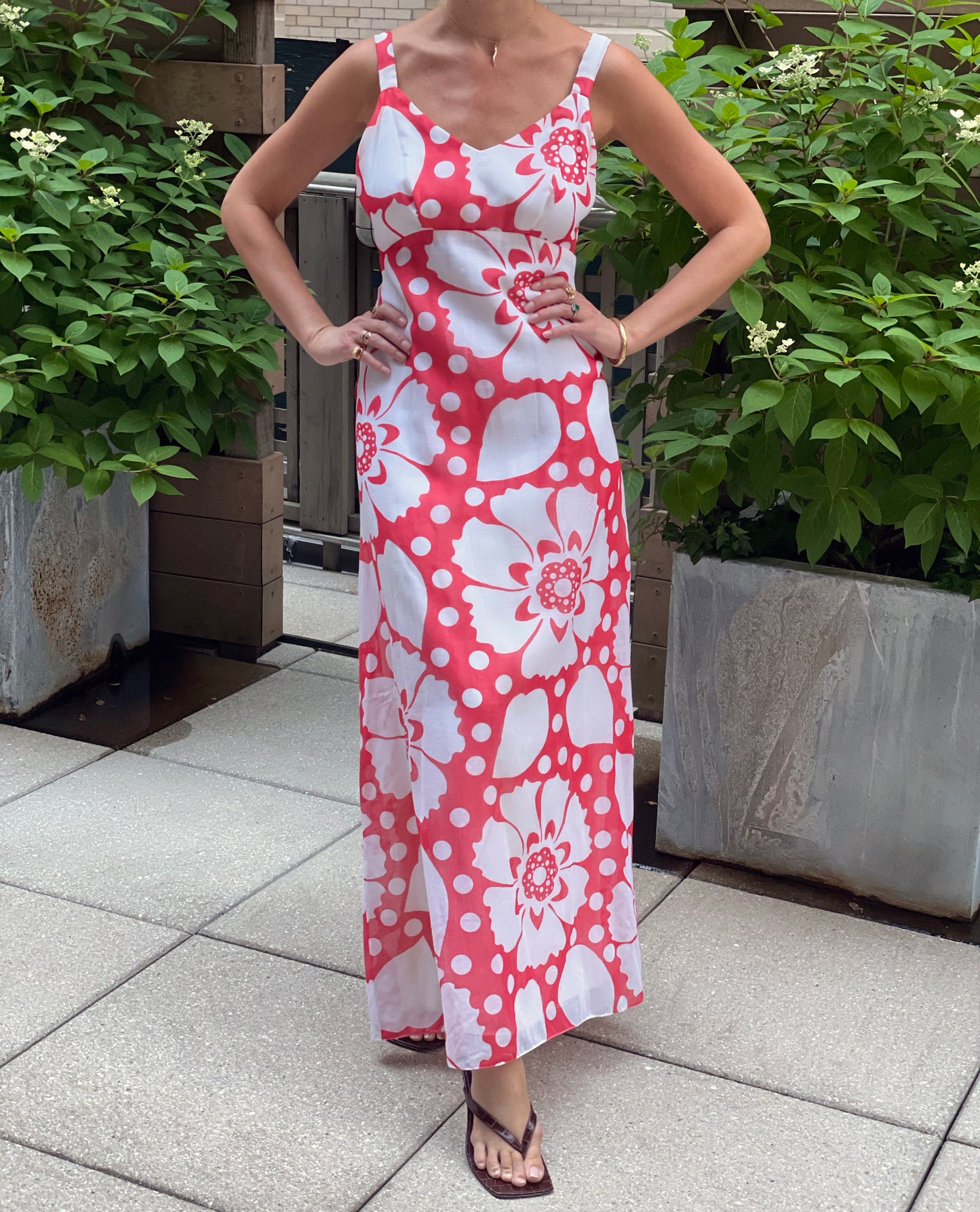 Vintage 1970s Graphic Floral Maxidress