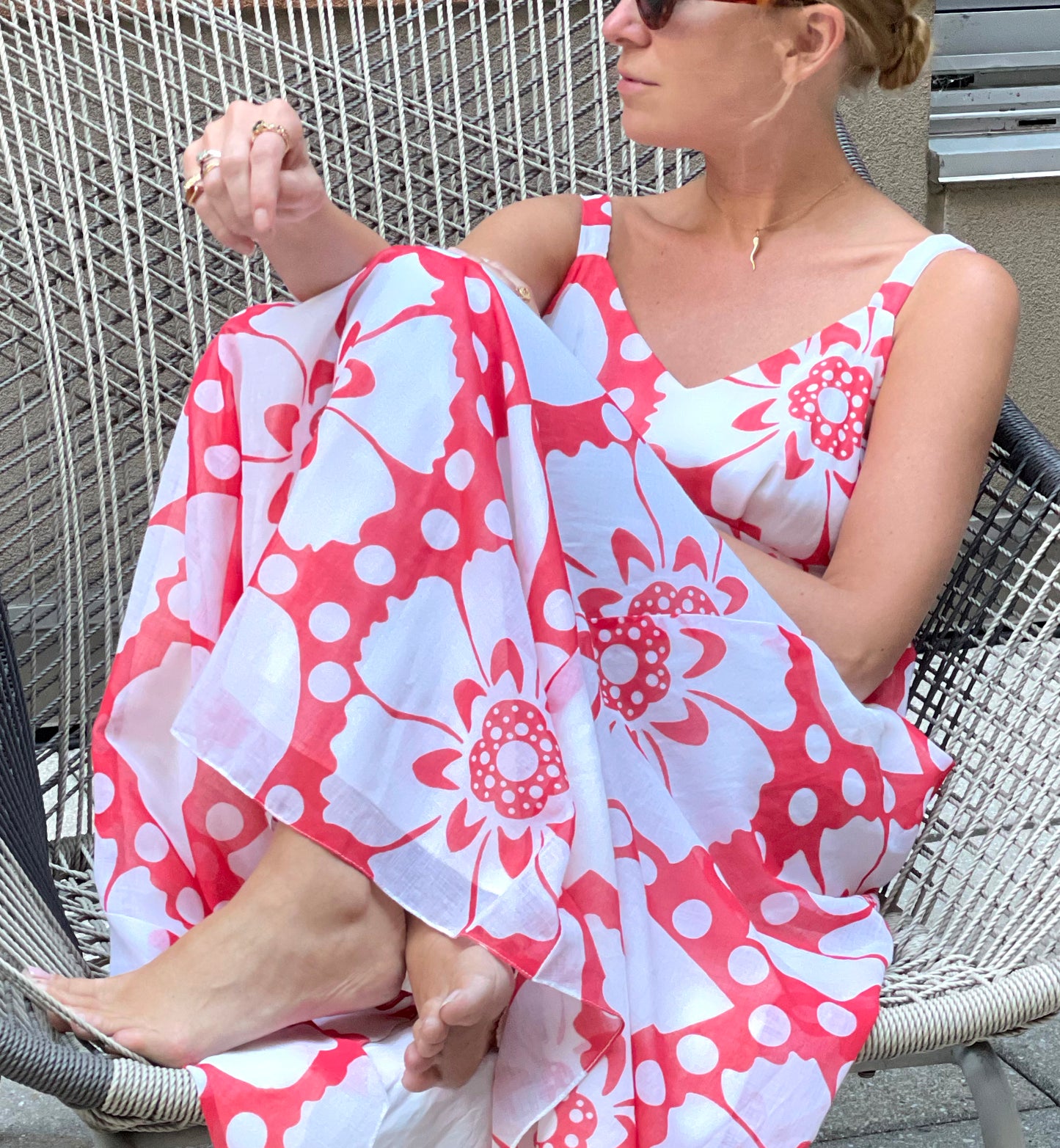 Vintage 1970s Graphic Floral Maxidress