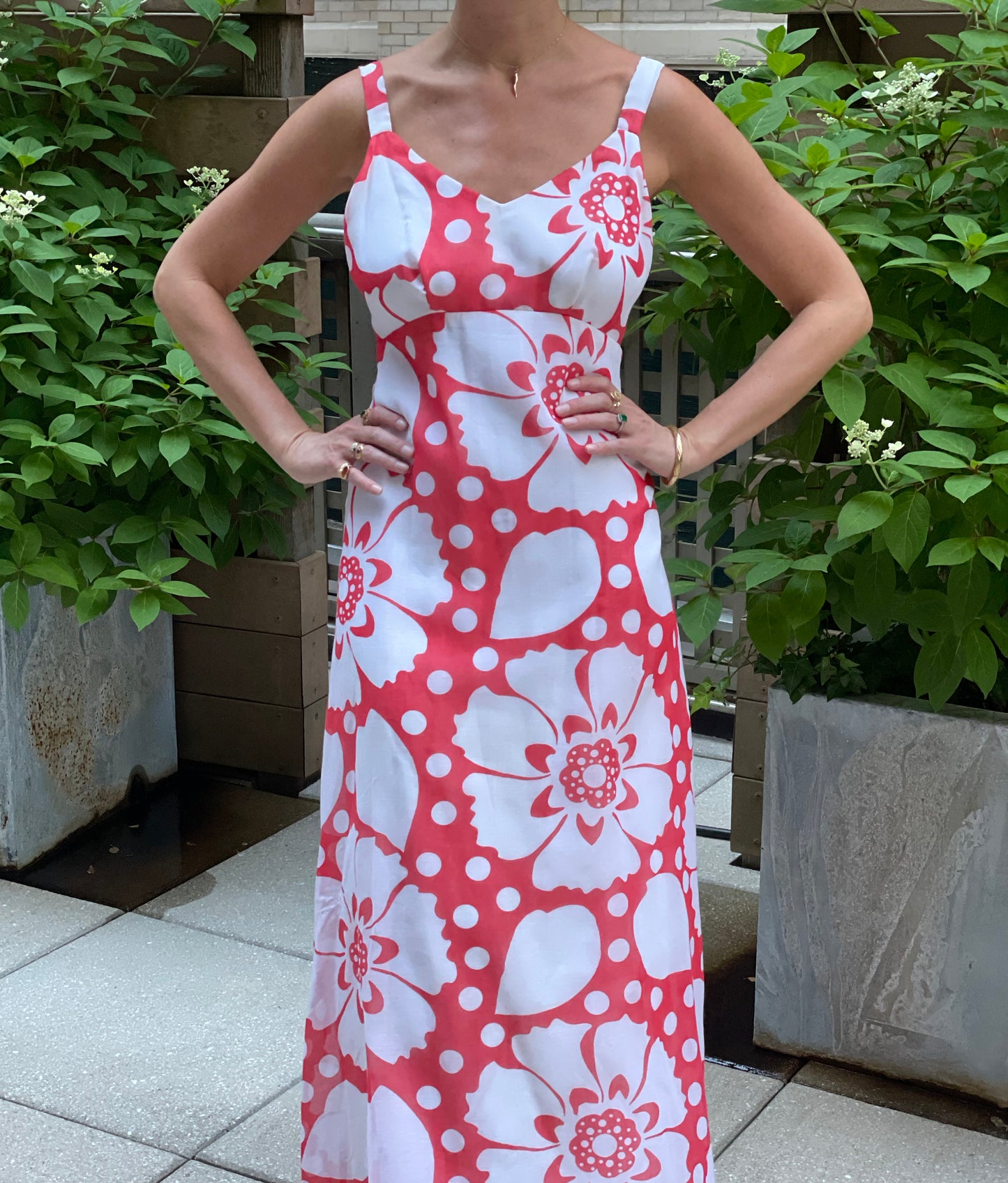 Vintage 1970s Graphic Floral Maxidress