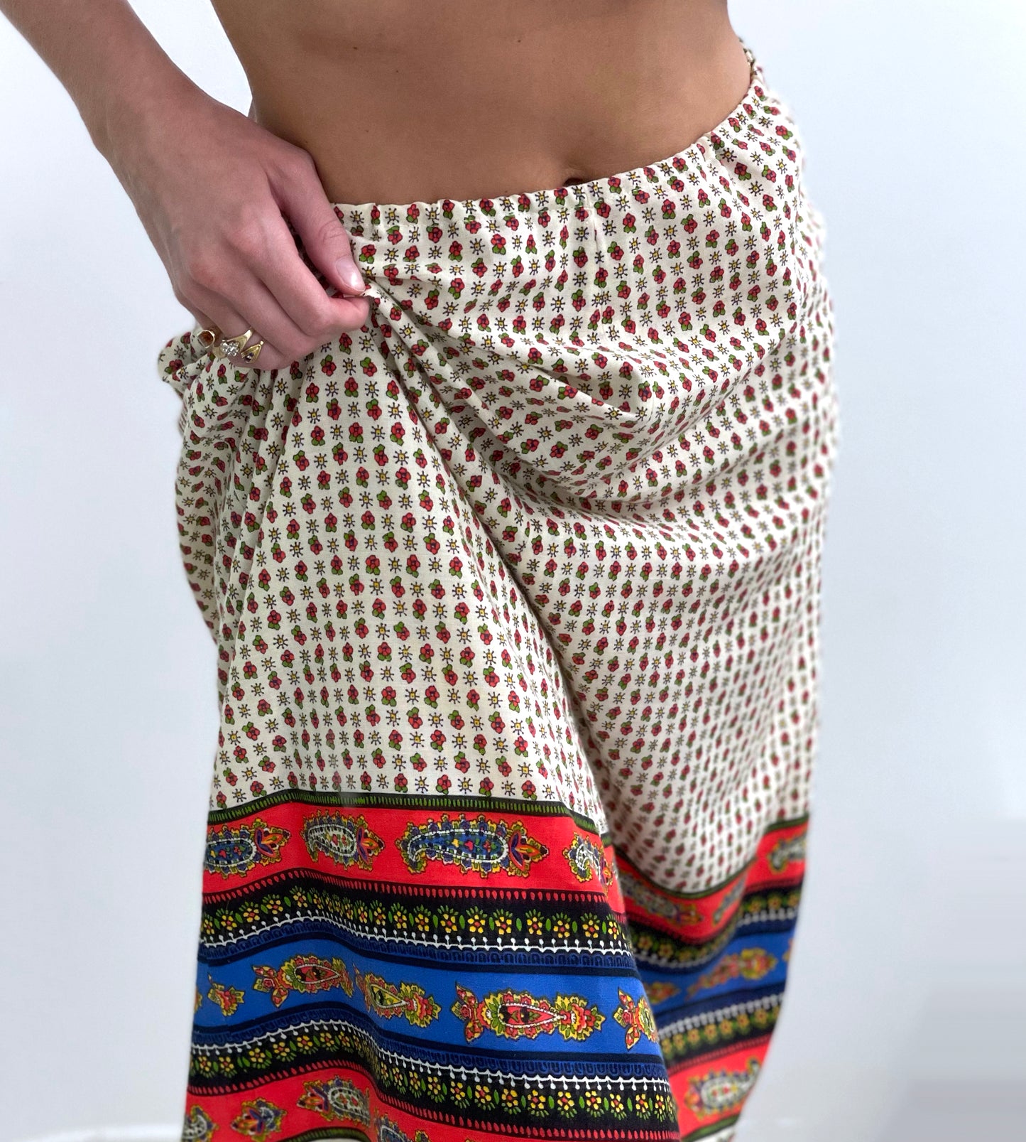 Vintage Tyrolean Folk Print Skirt