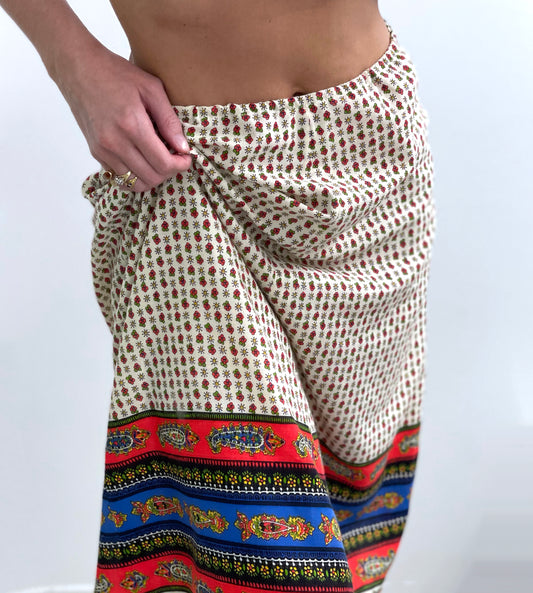 Vintage Tyrolean Folk Print Skirt