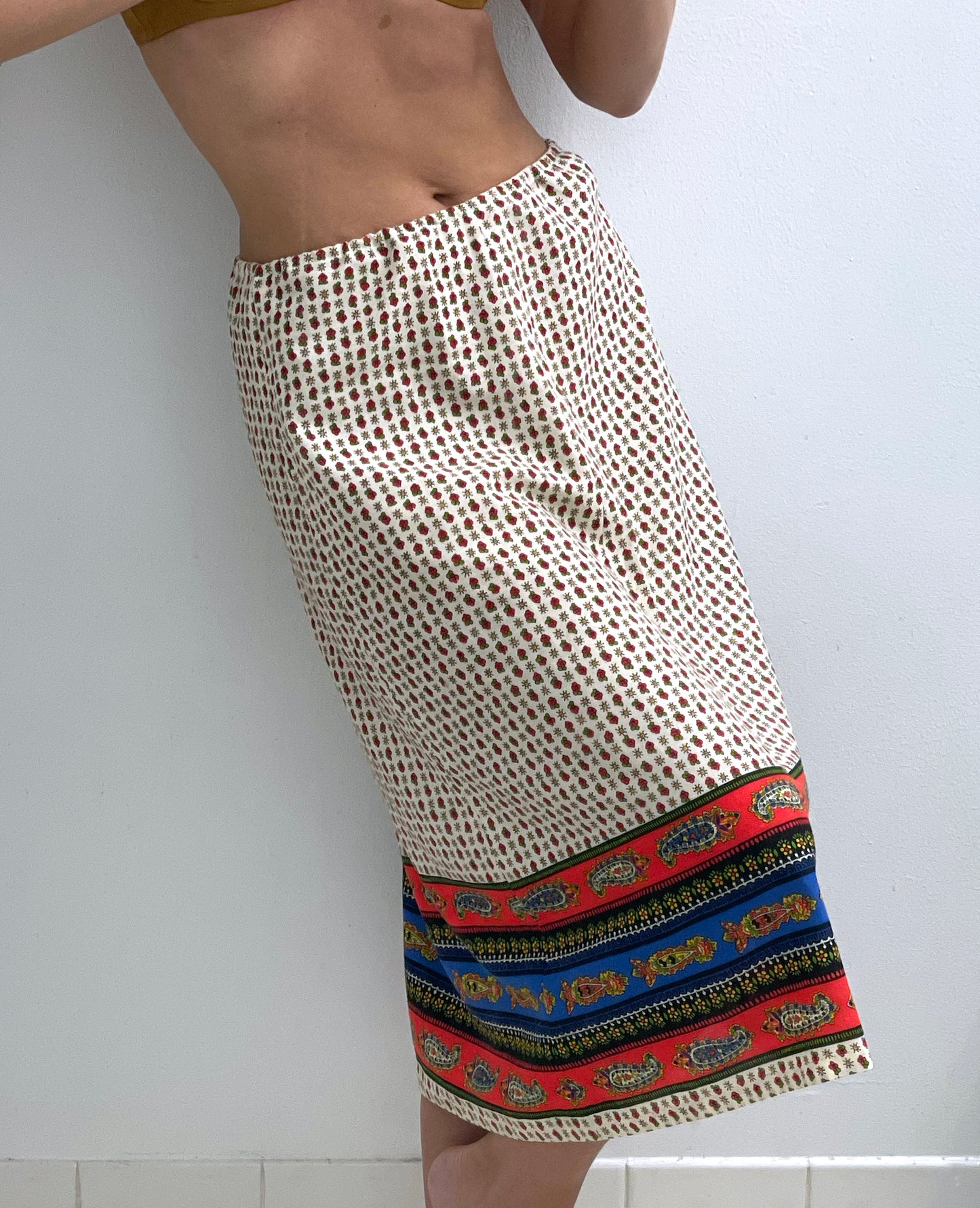 Vintage Tyrolean Folk Print Skirt