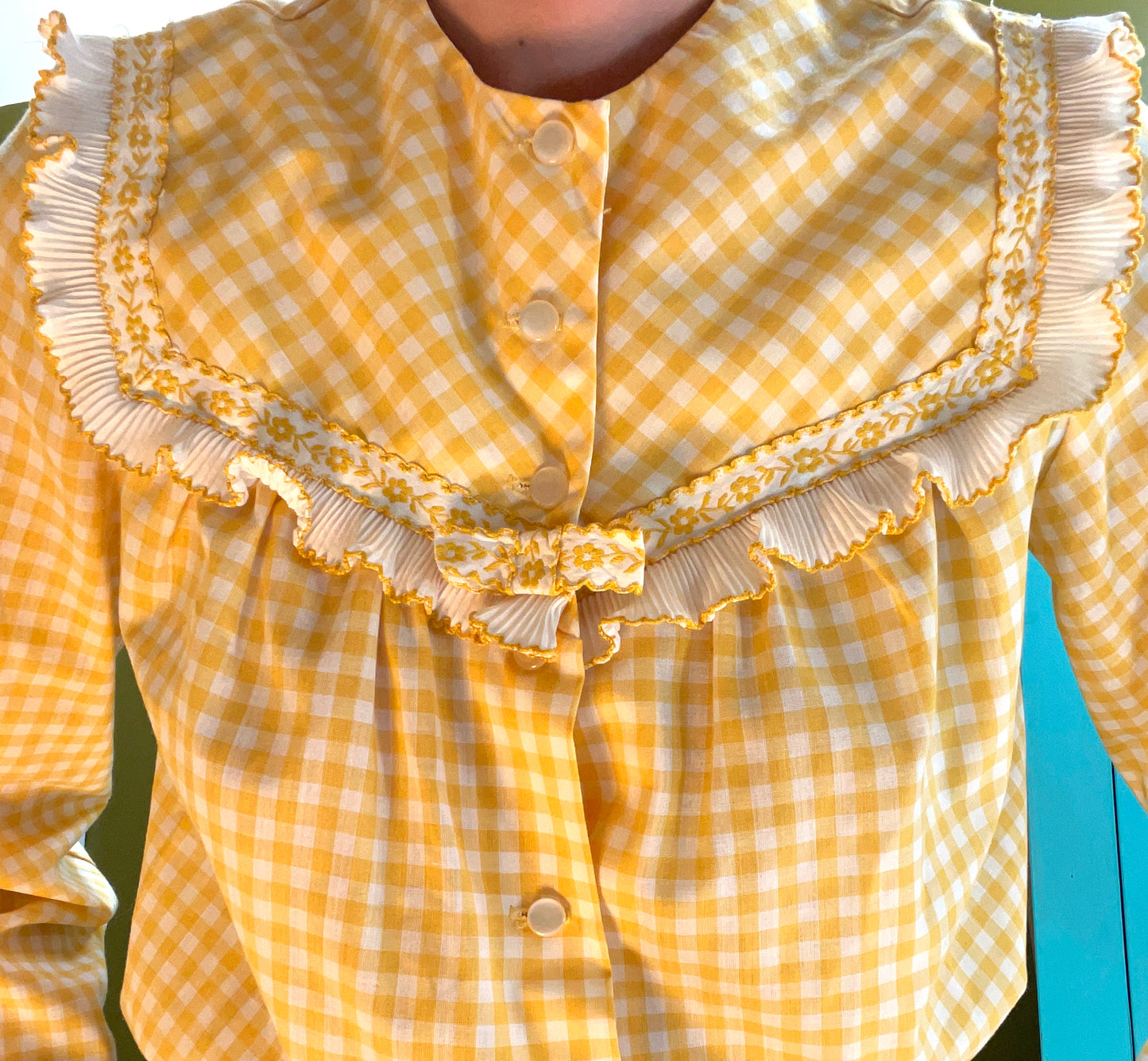 Vintage 1970s Ruffled Gingham Blouse
