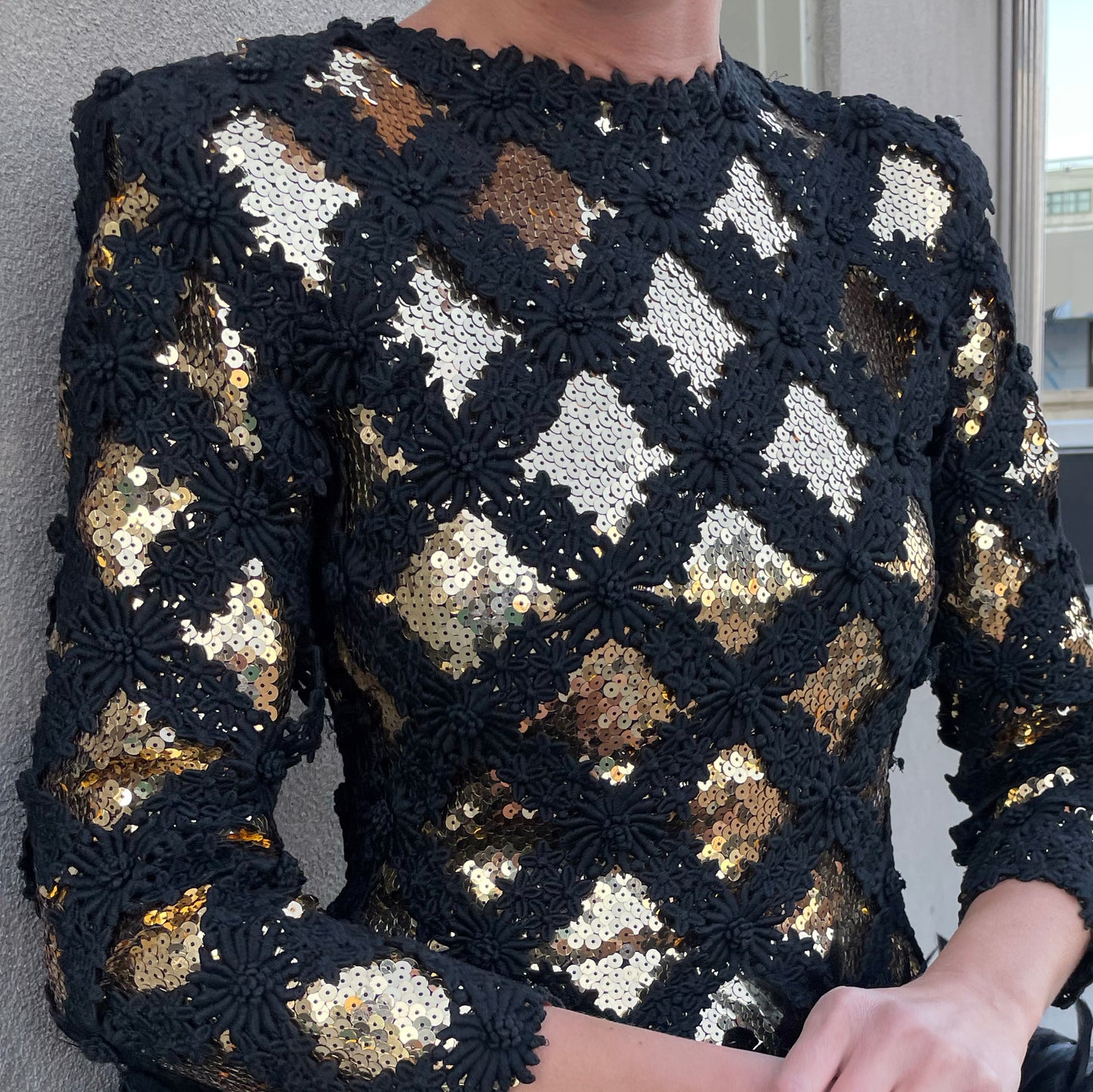 1980s Peter Keppler Sequin Embellished Dress With Feathers