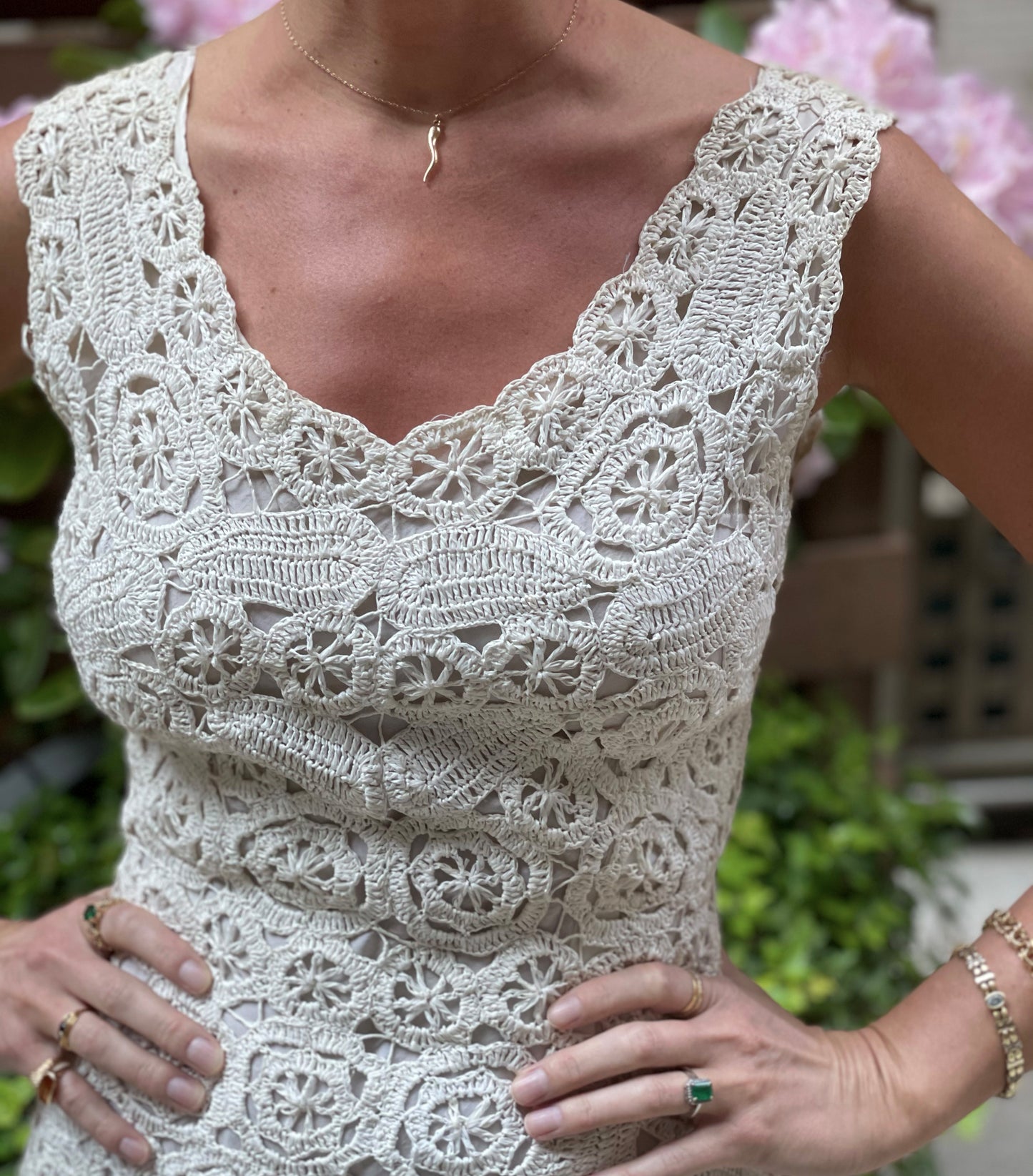 Vintage Italian Crochet Raffia Wiggle Dress