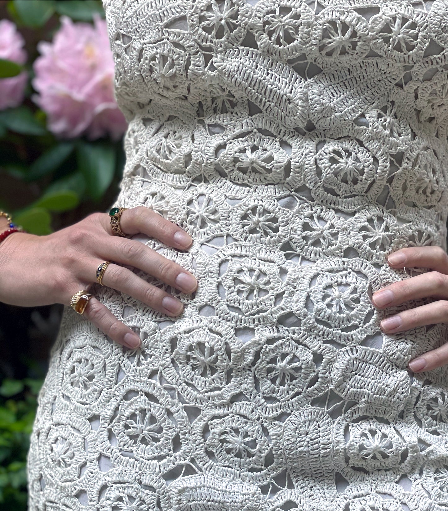 Vintage Italian Crochet Raffia Wiggle Dress