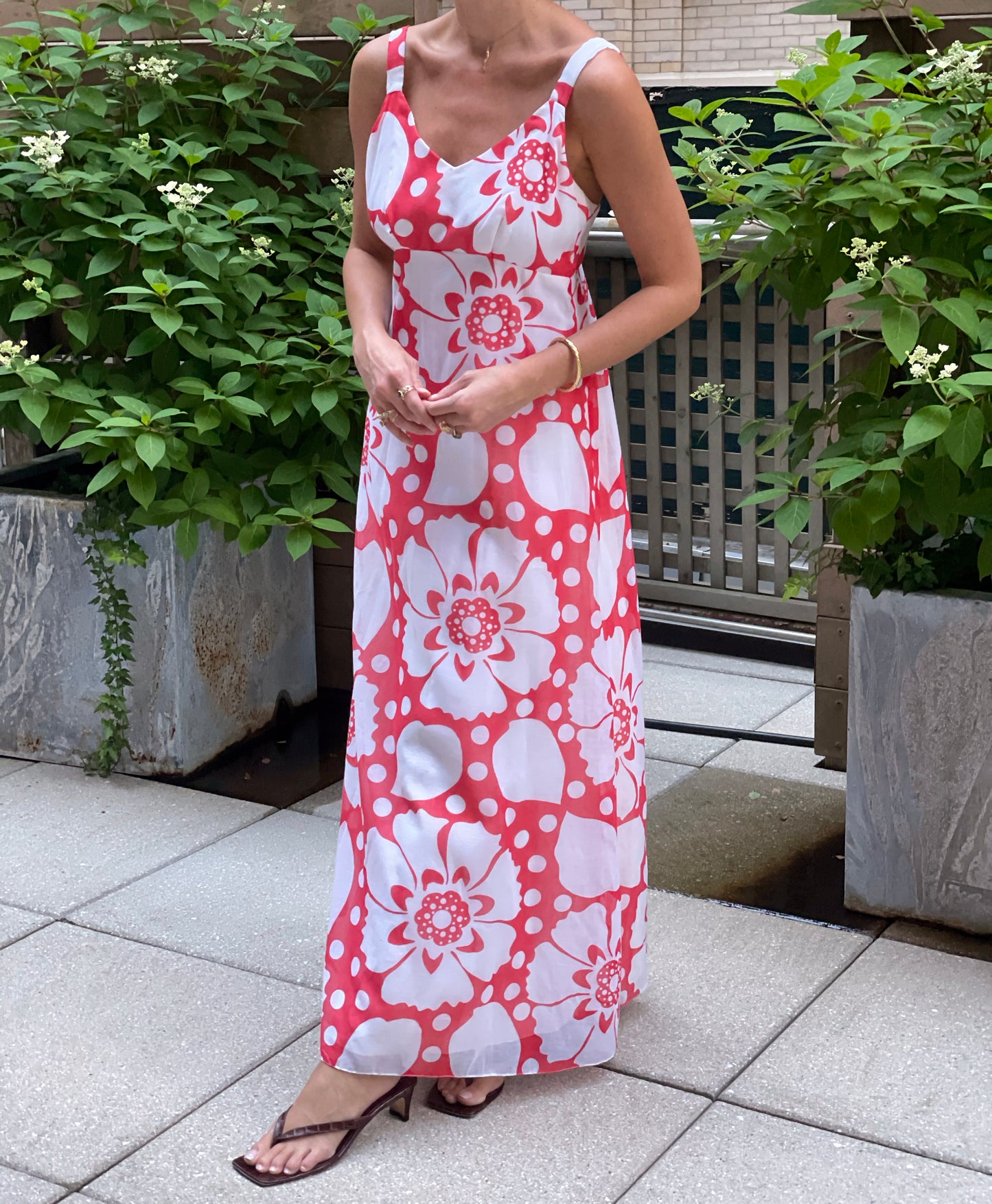 Vintage 1970s Graphic Floral Maxidress