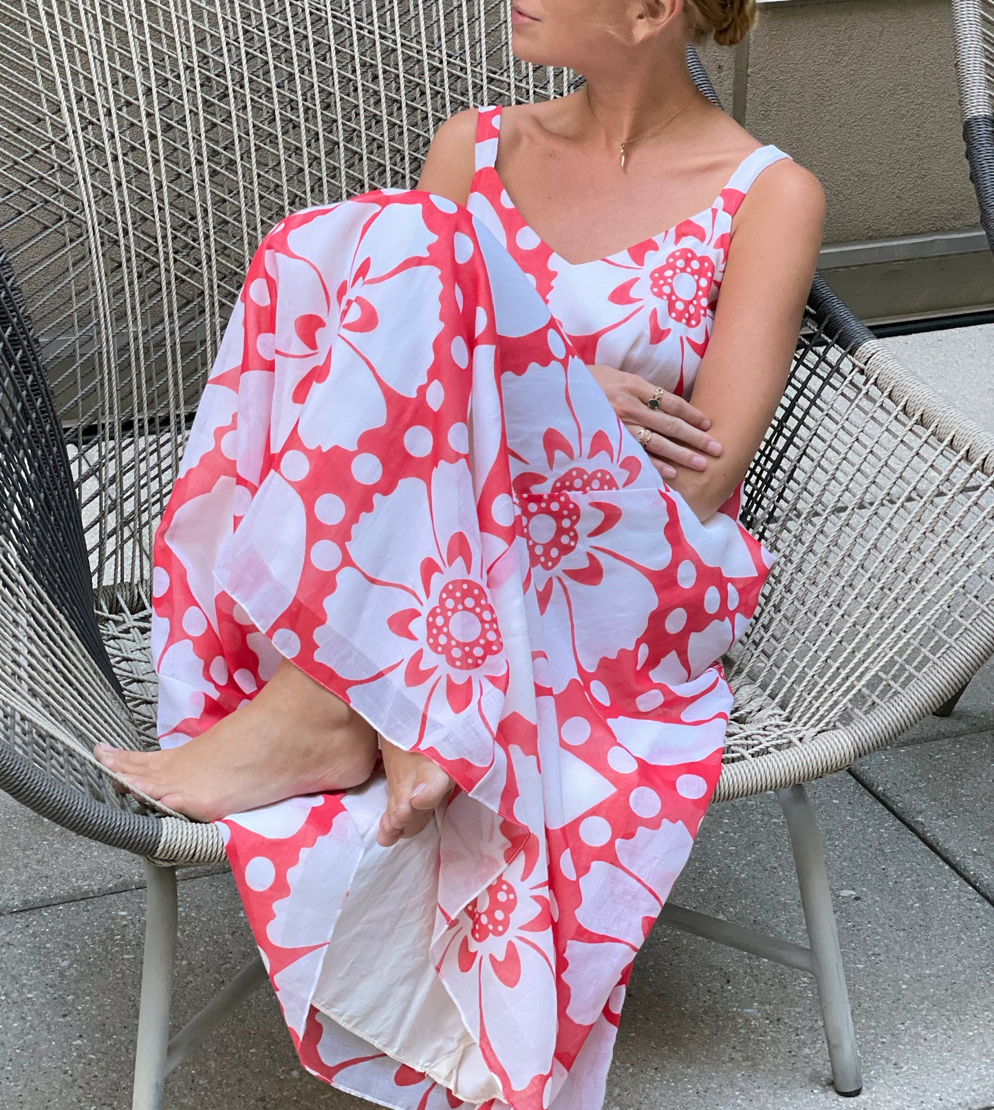 Vintage 1970s Graphic Floral Maxidress