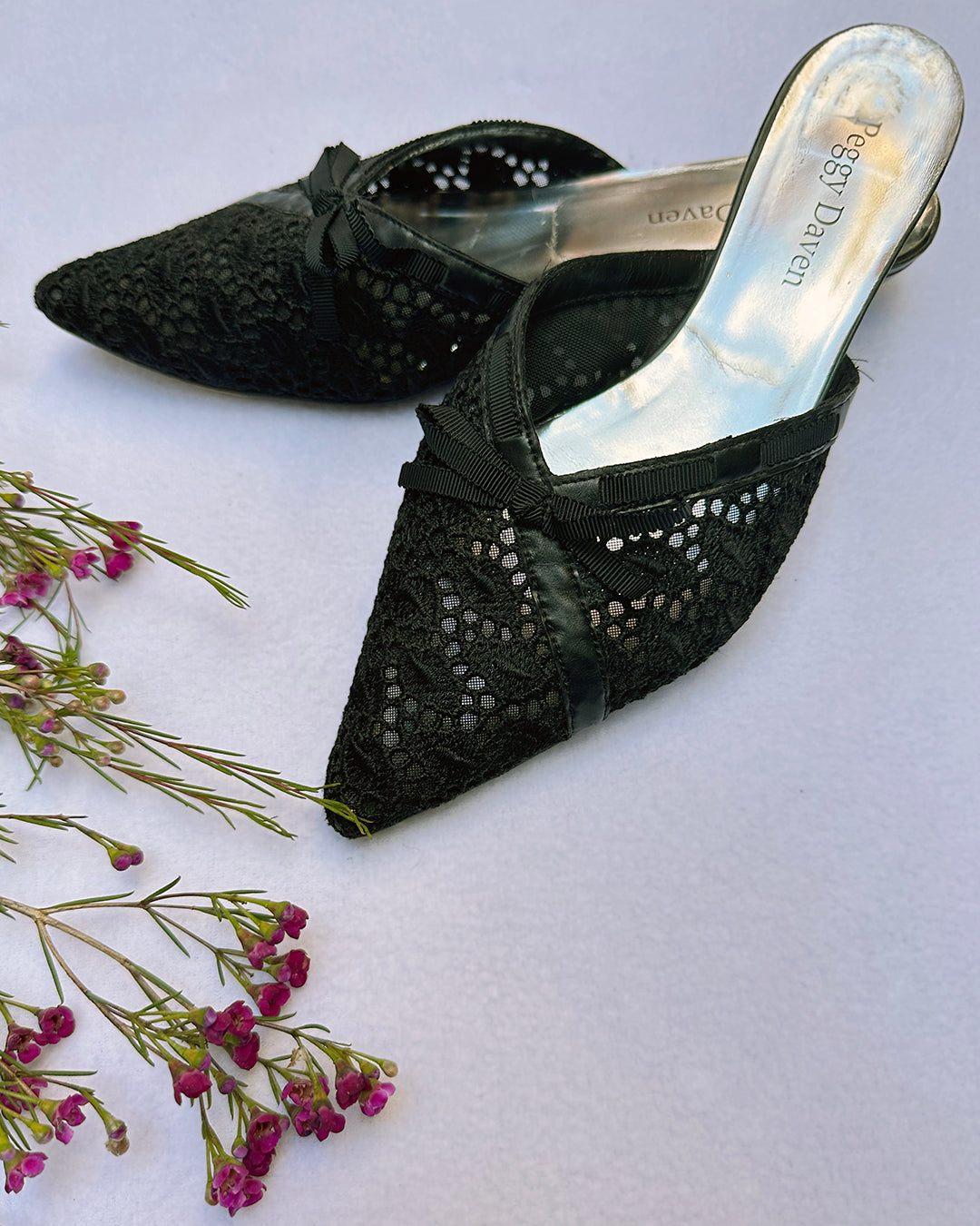 Vintage 90s Eyelet Lace Mules