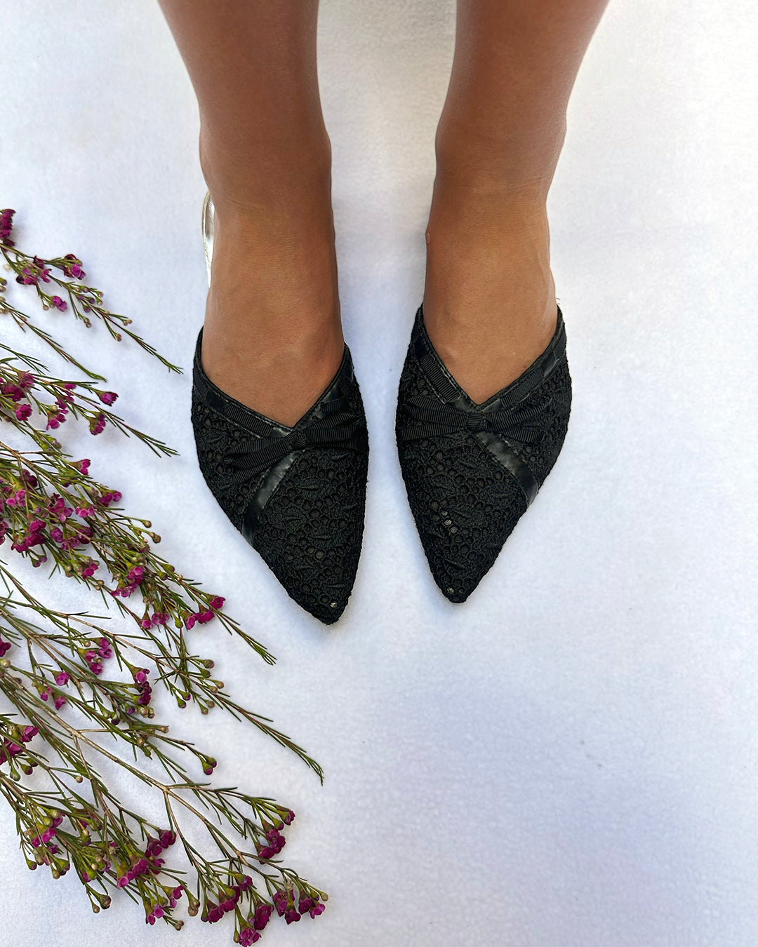 Vintage 90s Eyelet Lace Mules