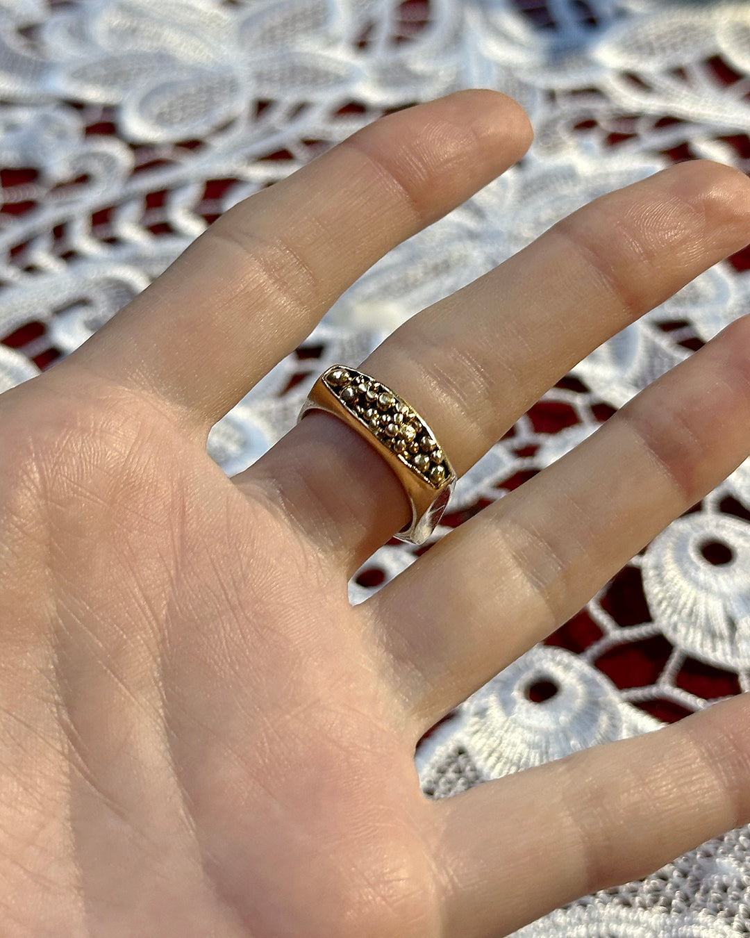 Vintage Cabochon Amethysts 14k Gold Ring