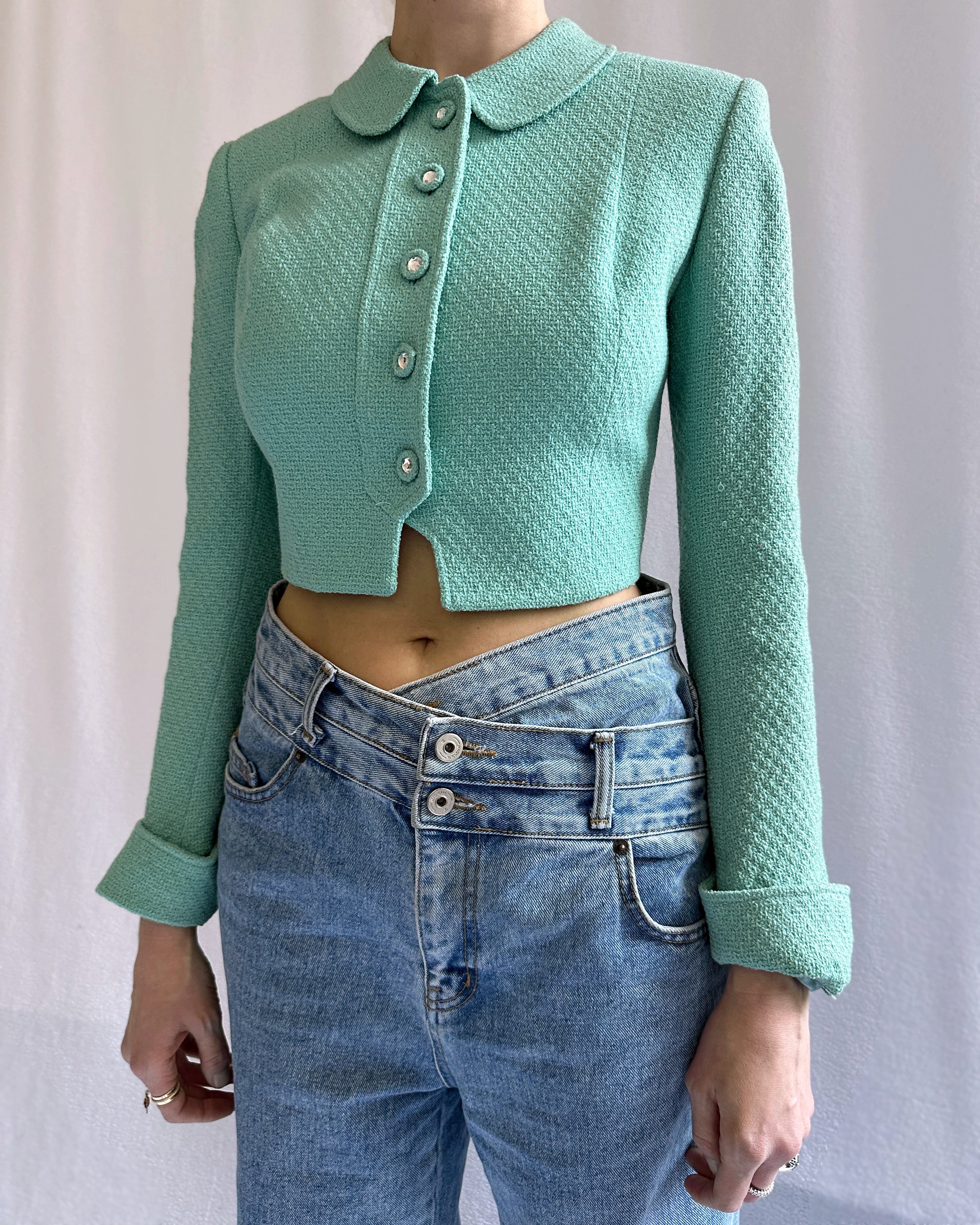 CHANEL, Tops, Authentic Vintage Chanel 998 Cc Logo Green Knit Top Shirt  Sweater