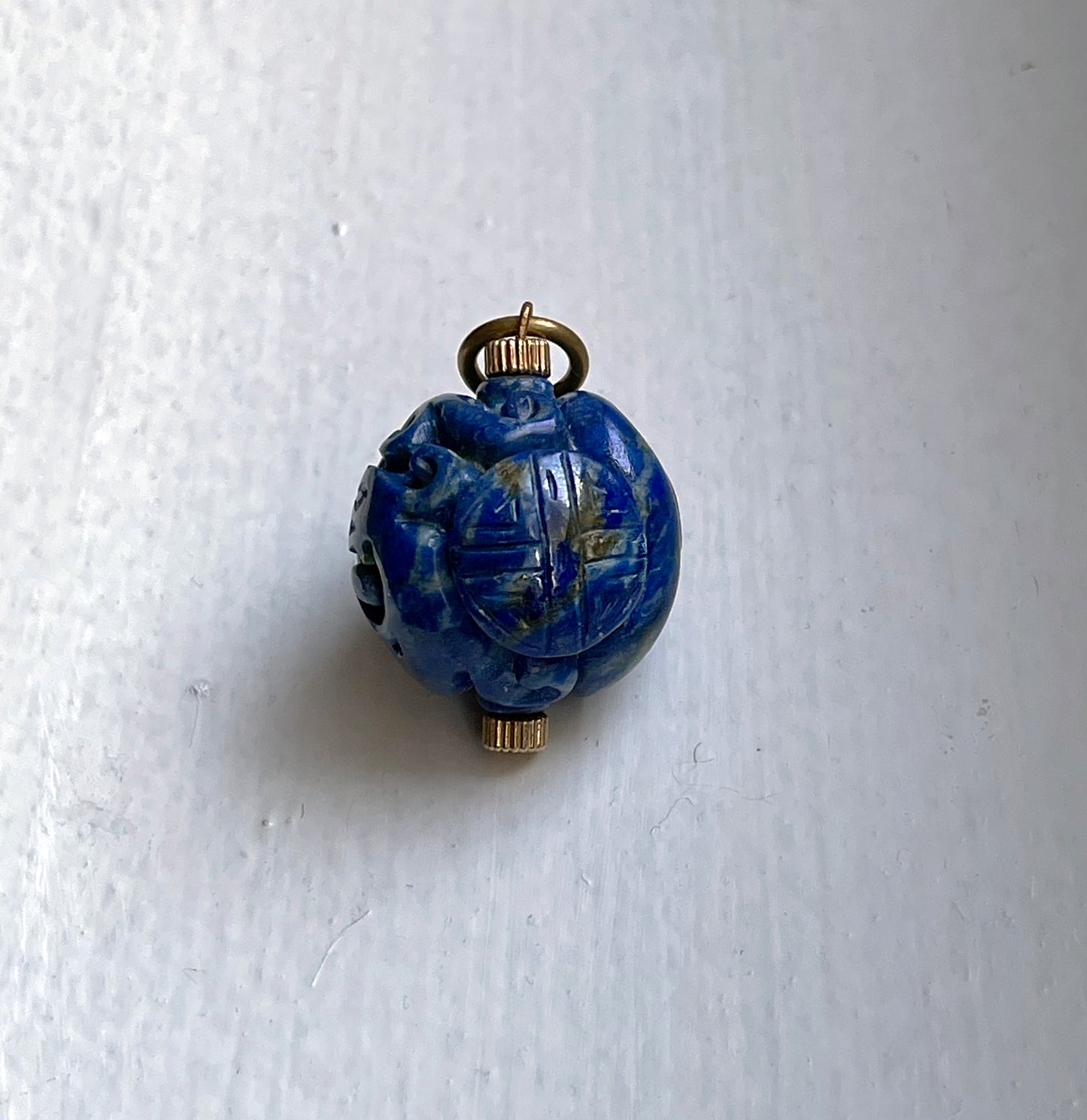 Art Deco Chinese Carved Sodalite Pendant