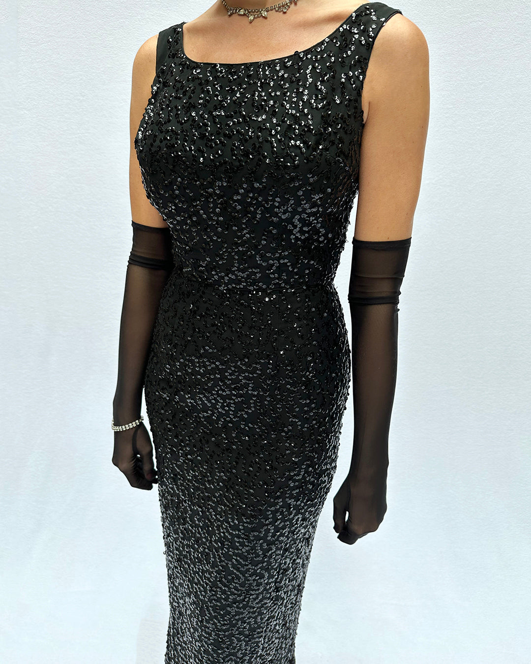 Vintage 1960s Embellished Wiggle Dress/Gown