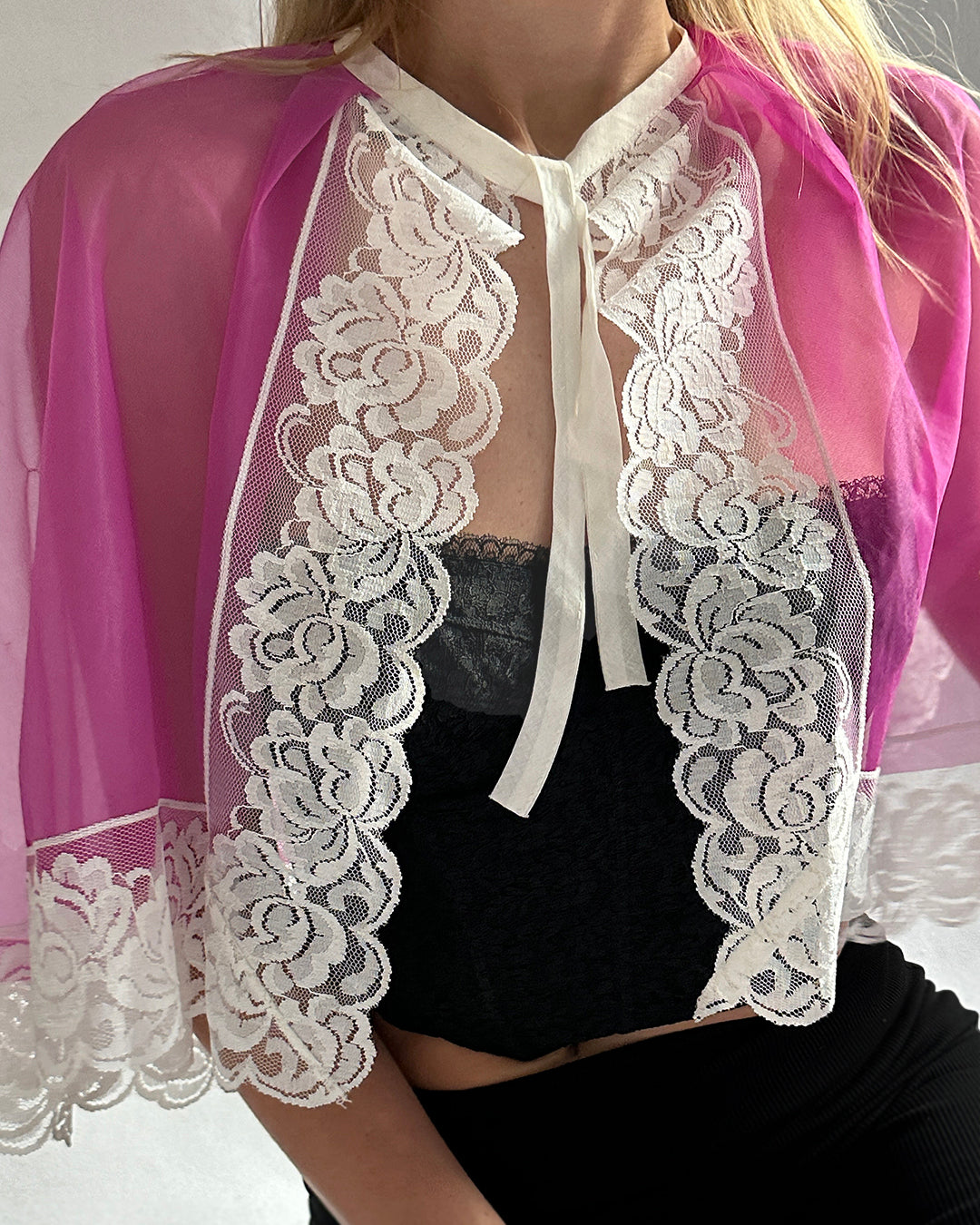 Vintage 1960s Lace Bed Jacket