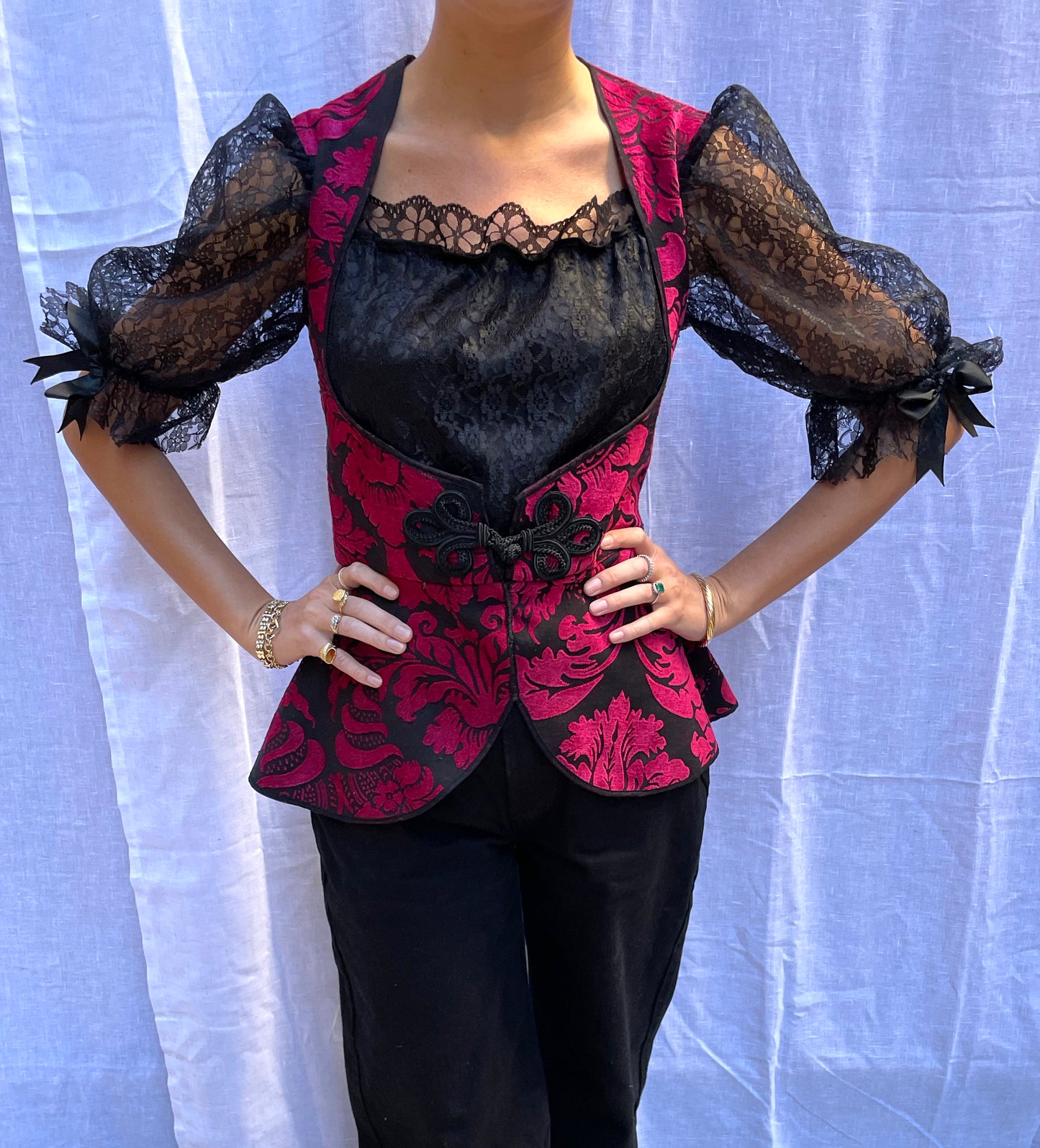 Vintage Brocade And Lace Dirndle Top | L