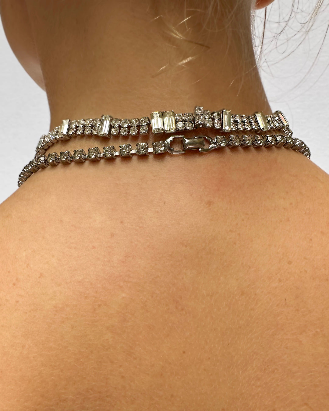 Vintage Diamanté Necklace With Emerald-Cut Drops