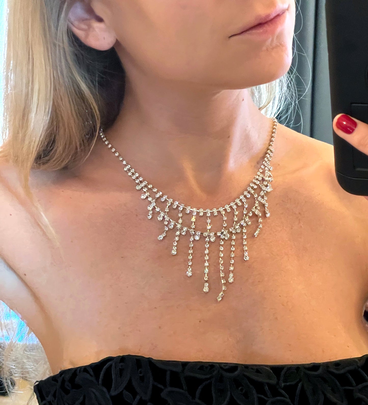 Vintage Diamanté Fringe Necklace