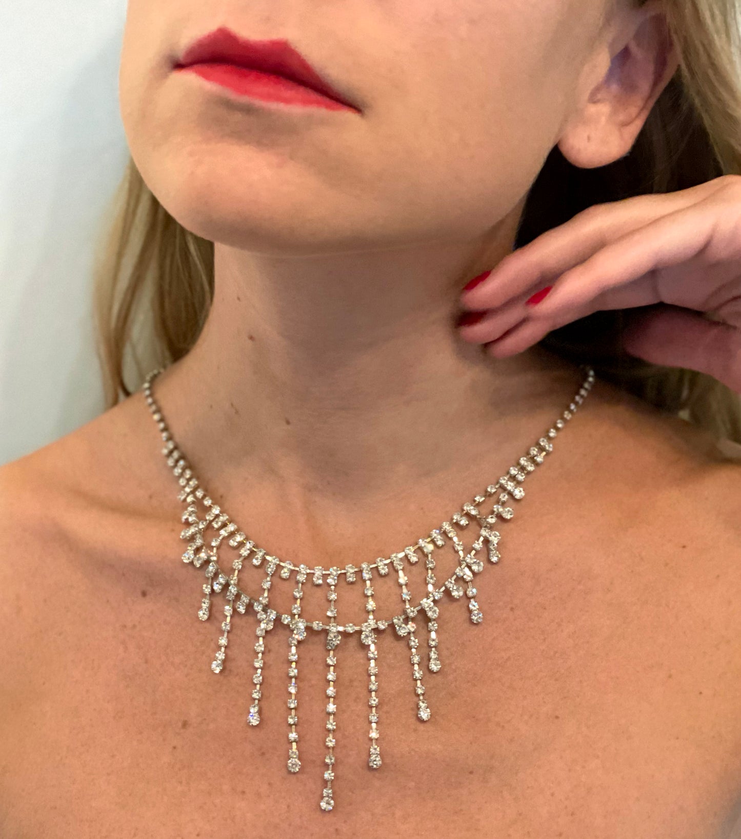 Vintage Diamanté Fringe Necklace