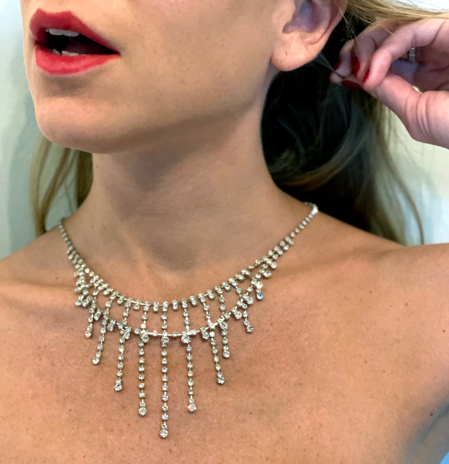 Vintage Diamanté Fringe Necklace
