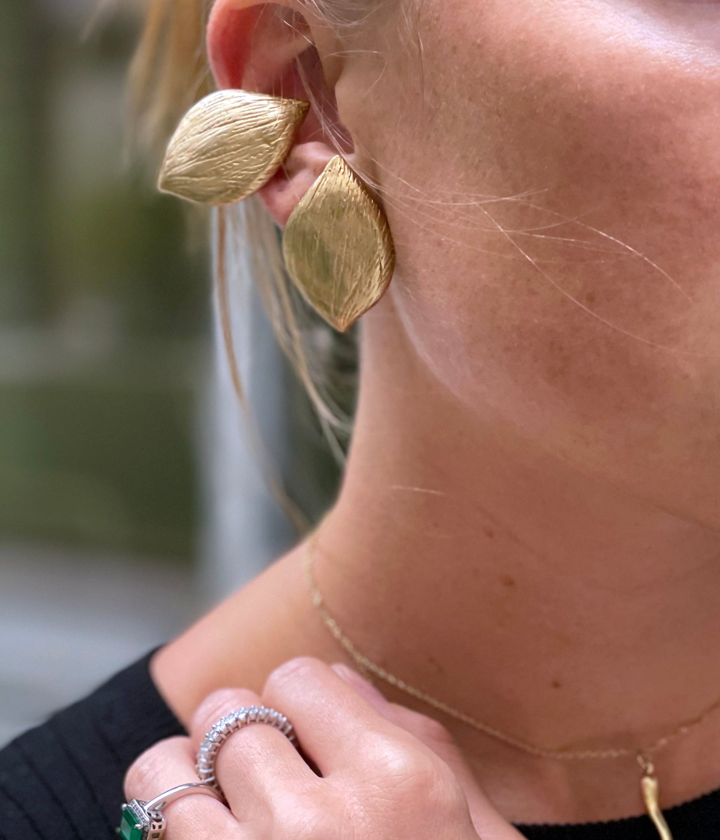 Vintage Donna Karan Gold Leaf Earrings