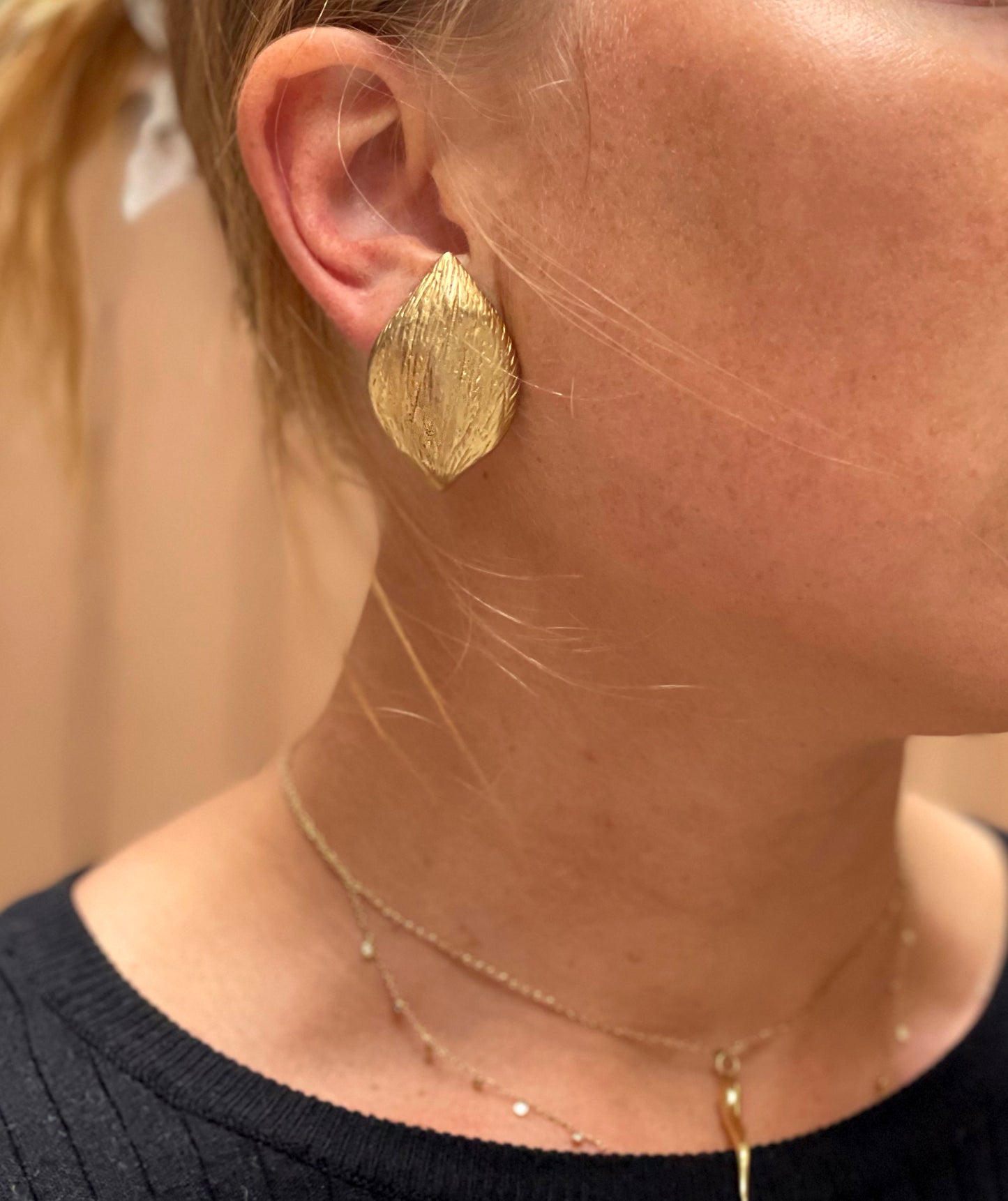 Vintage Donna Karan Gold Leaf Earrings