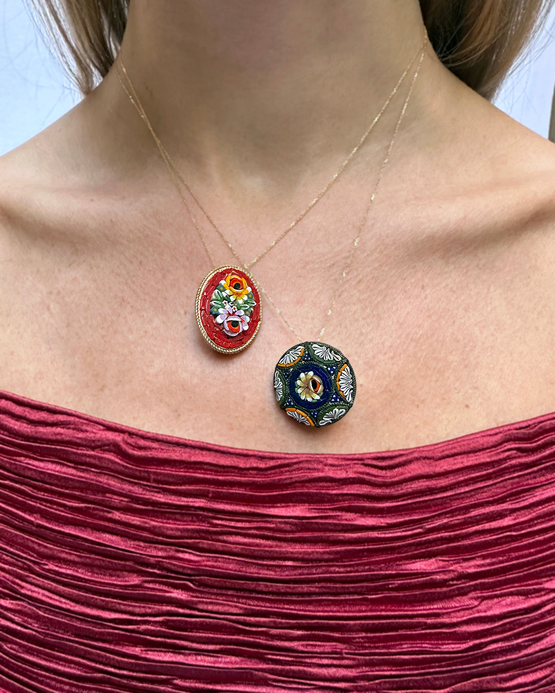 Antique Edwardian Micro-Mosaic Pendant/Brooch, Ca. 1910