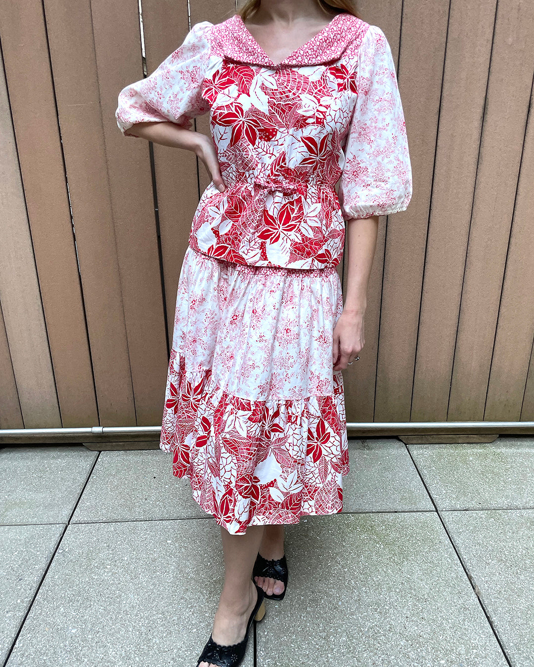 Vintage Floral & Toile Patchwork Skirt Set