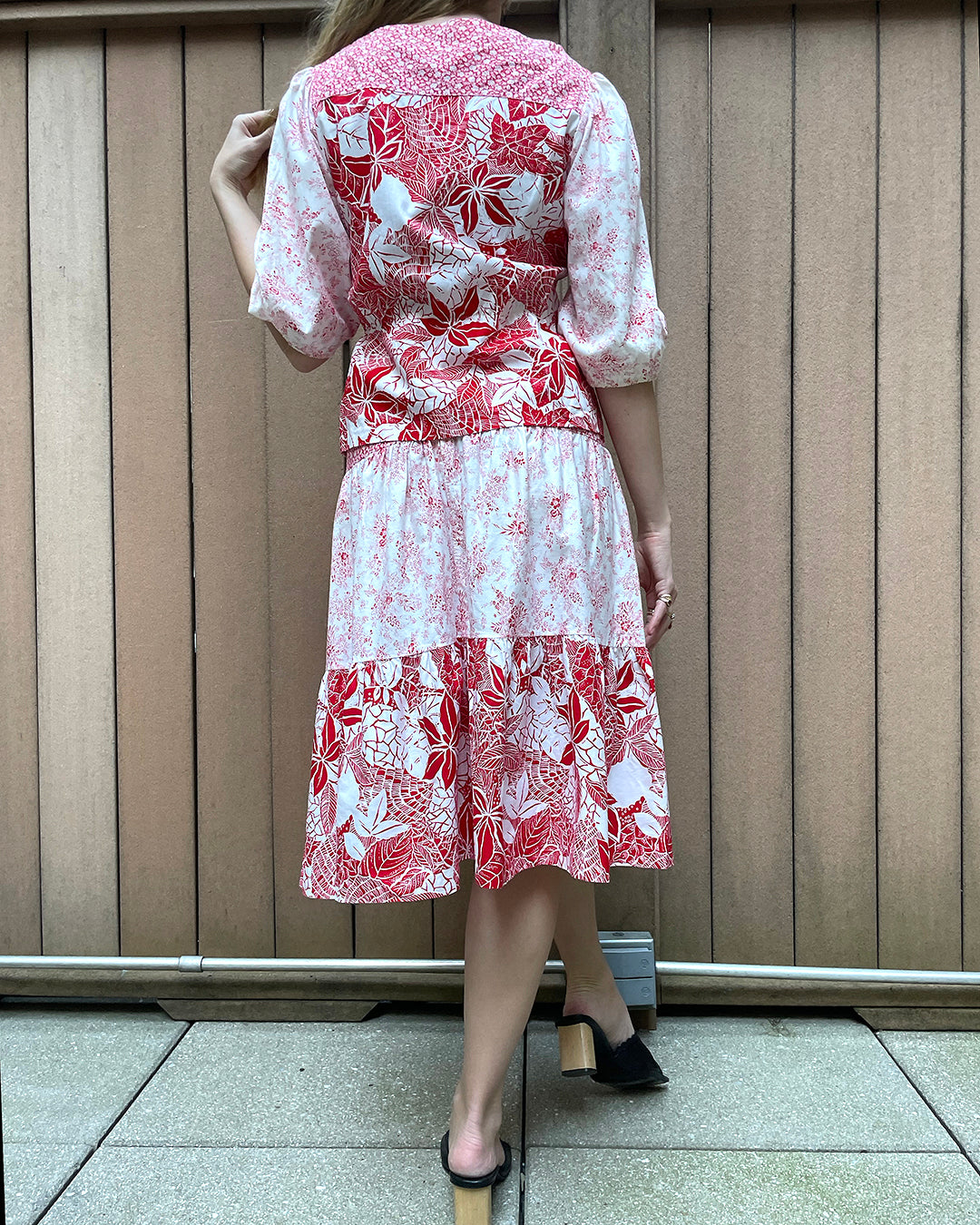 Vintage Floral & Toile Patchwork Skirt Set
